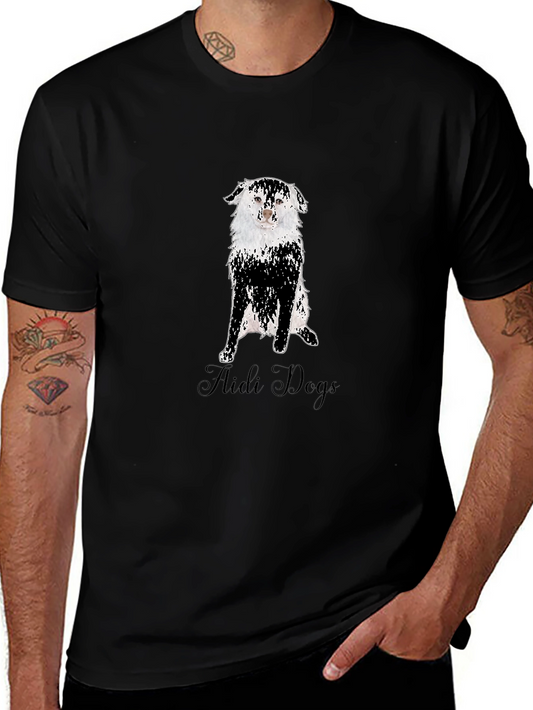 Aidi Dogs Graphic Tee - Black Cotton T-Shirt