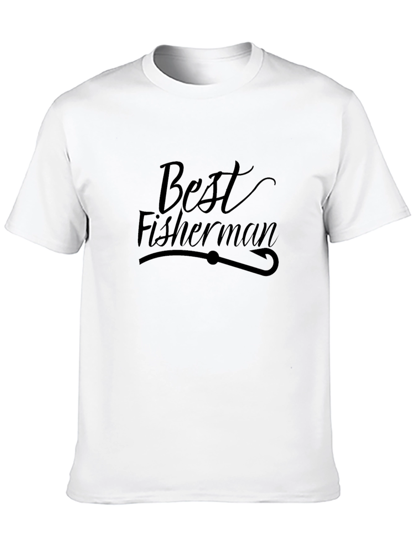 Best Fisherman Graphic T-Shirt - Black Crew Neck