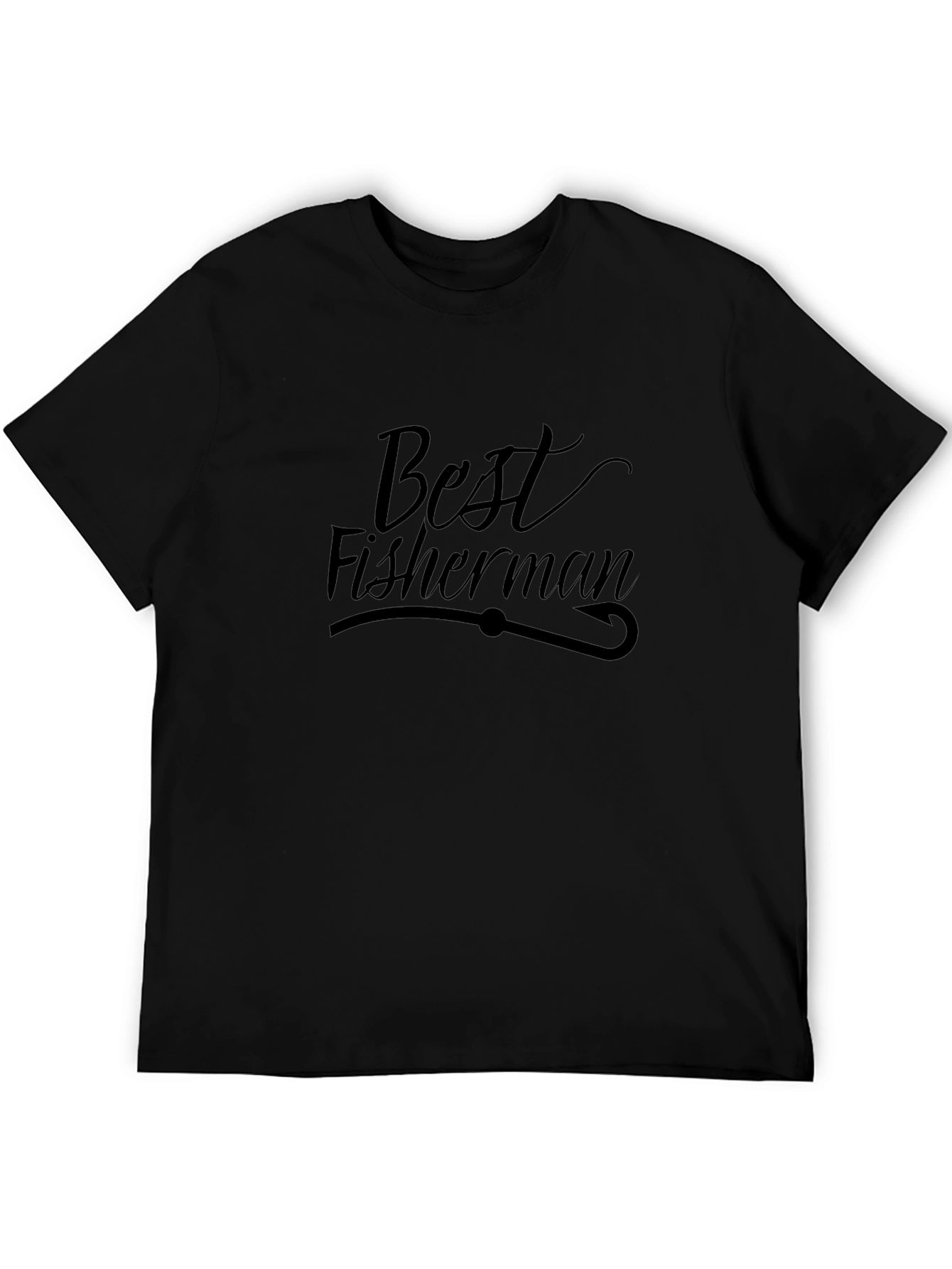 Best Fisherman Graphic T-Shirt - Black Crew Neck