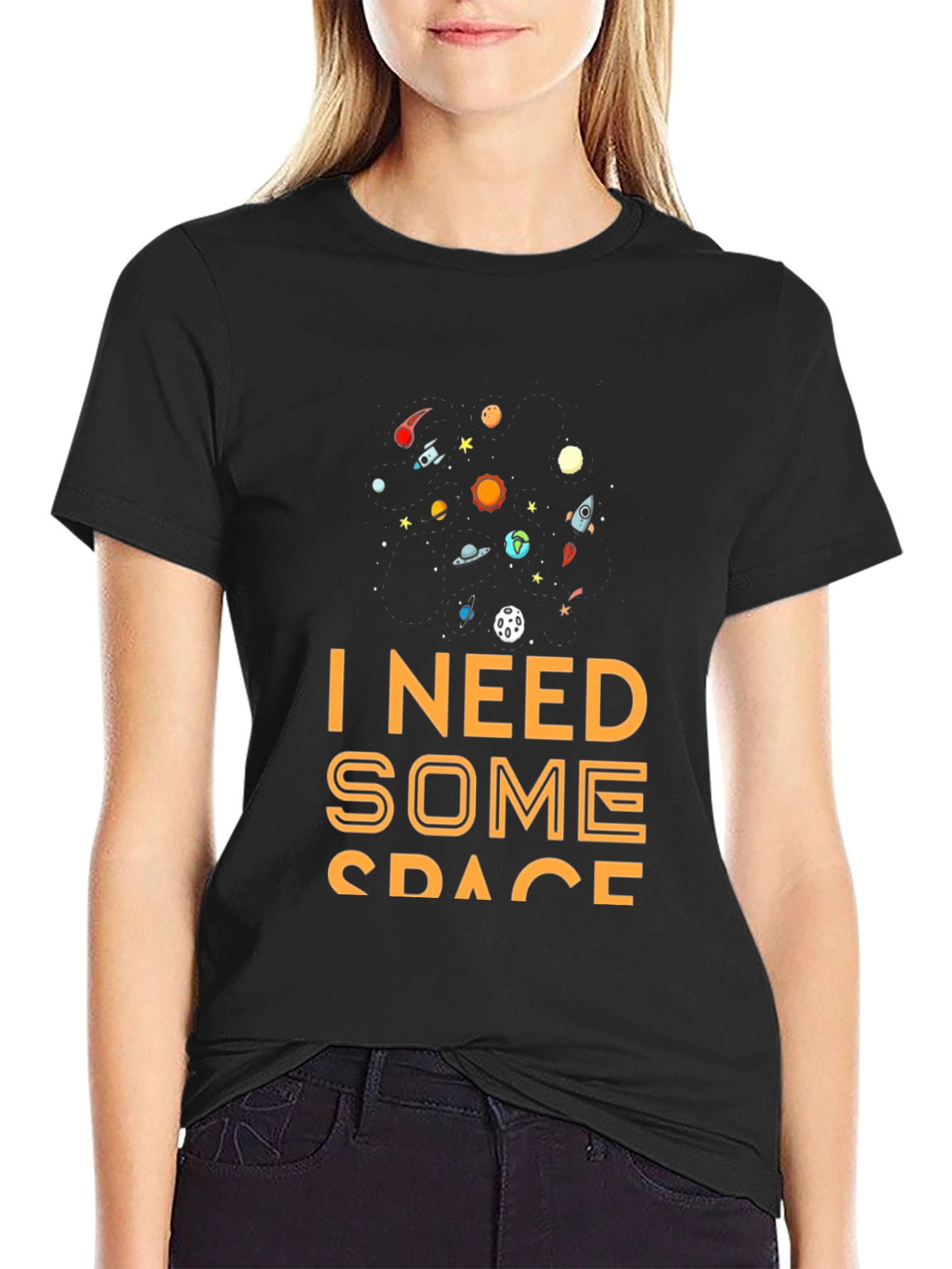 I Need Some Space Black Graphic T-Shirt