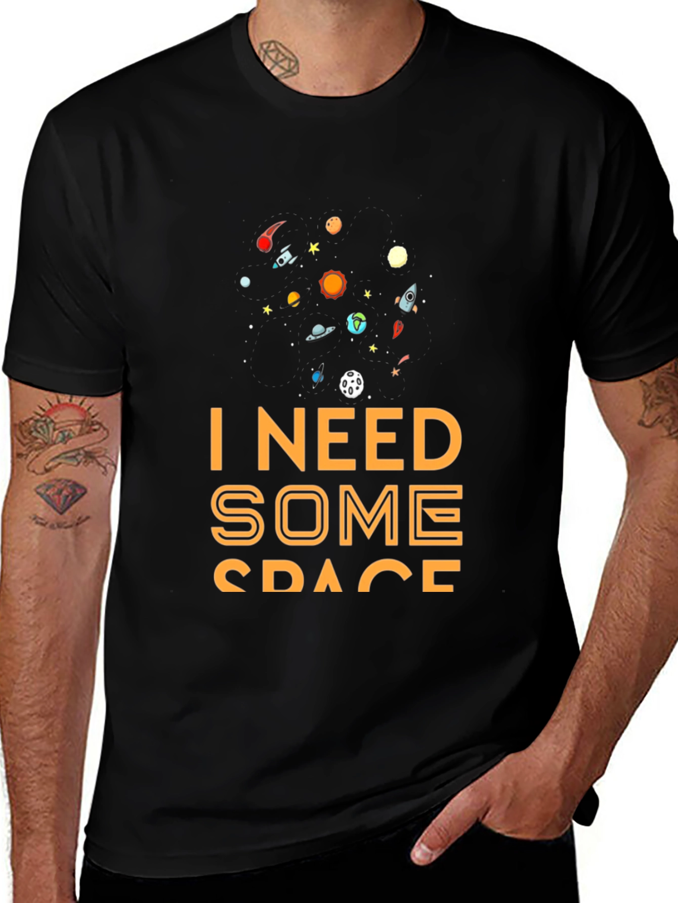 I Need Some Space Black Graphic T-Shirt