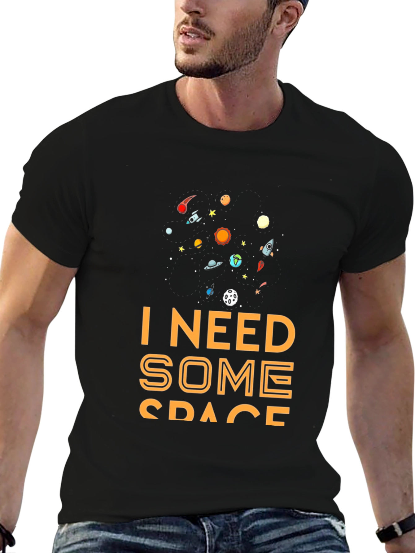 I Need Some Space Black Graphic T-Shirt