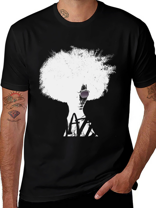 Afro Silhouette Graphic Tee - Cool & Stylish Black T-Shirt