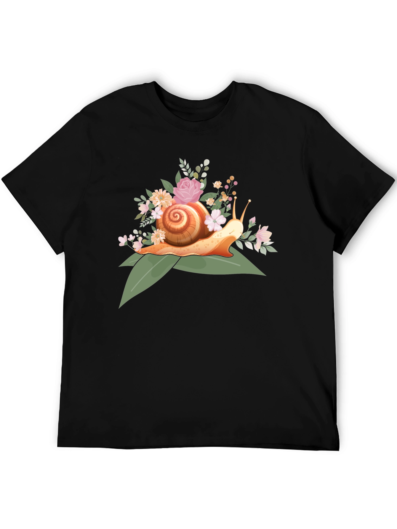 Snail & Floral Graphic T-Shirt - Unique Design