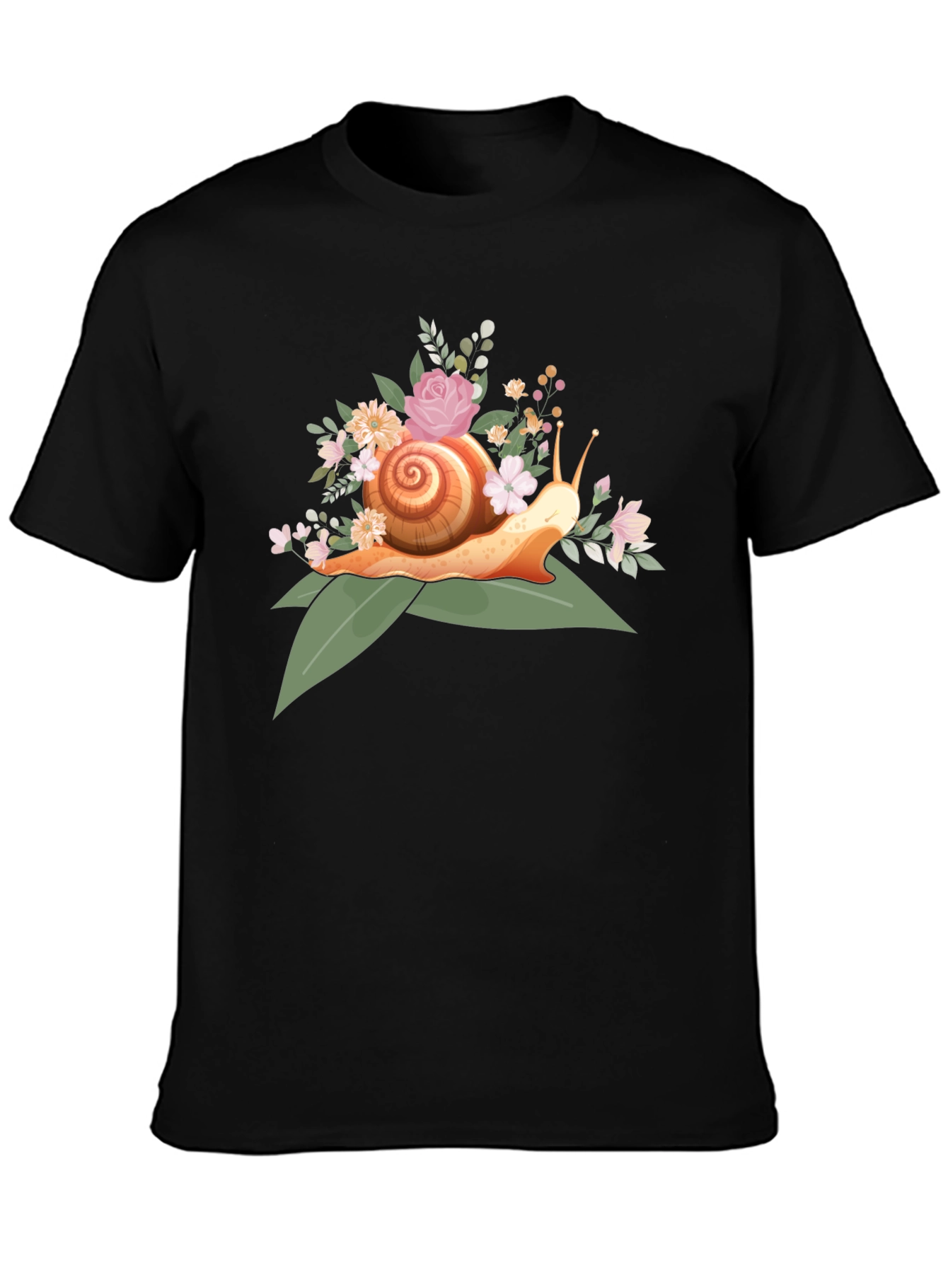 Snail & Floral Graphic T-Shirt - Unique Design