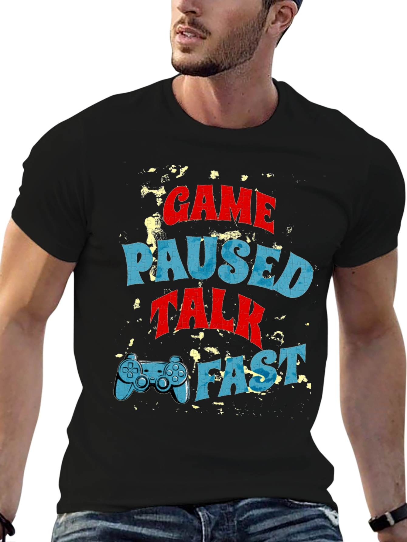 Game Paused Talk Fast Black T-Shirt