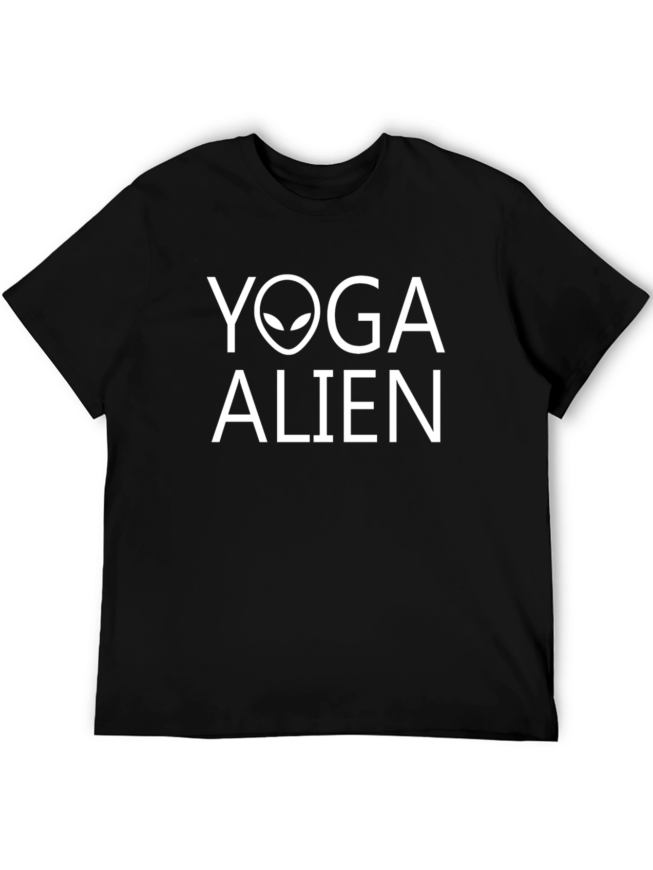 Yoga Alien Graphic Tee - Black Cotton T-Shirt