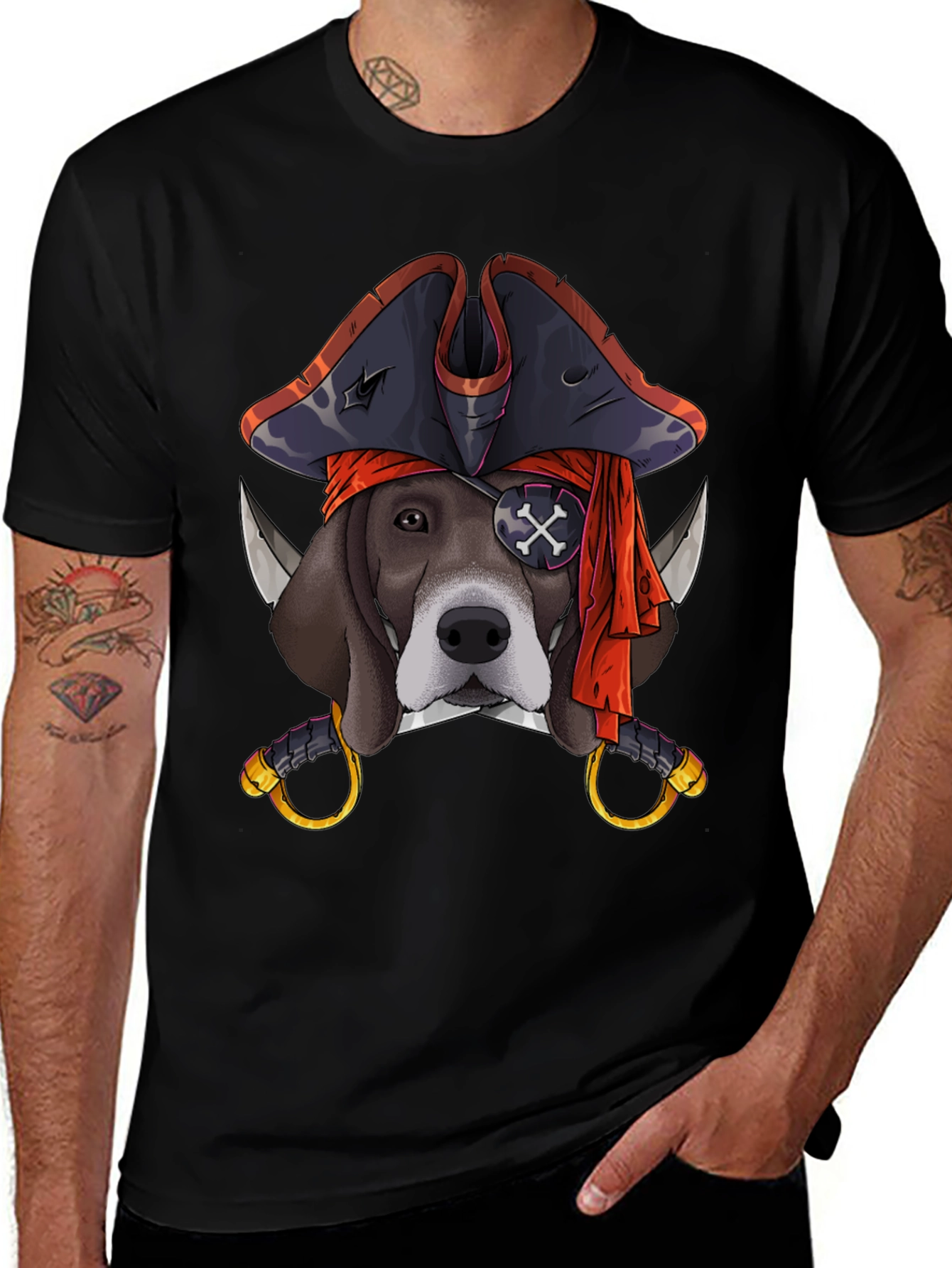 Pirate Dog T-Shirt - Black Cotton Tee