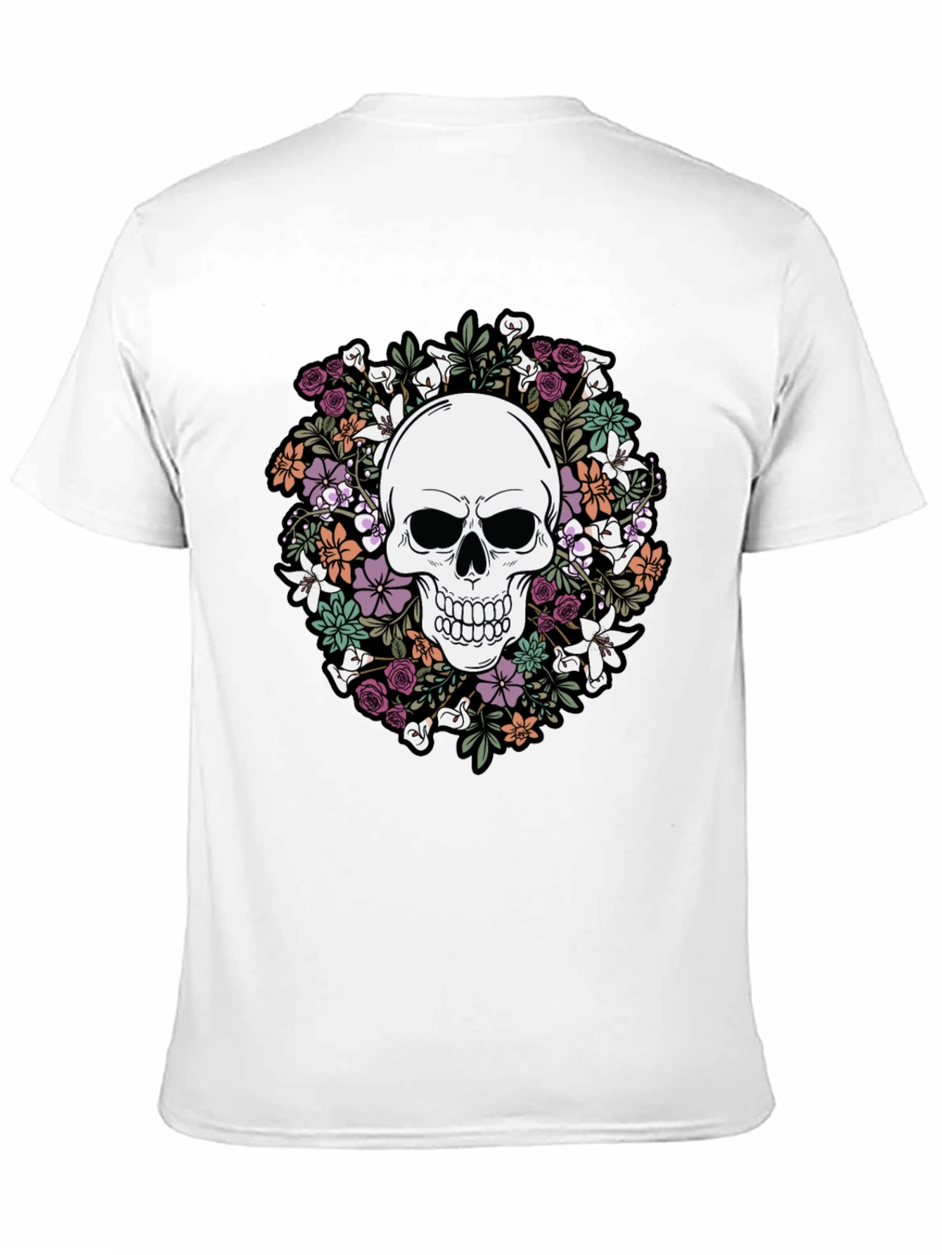 Floral Skull Graphic T-Shirt