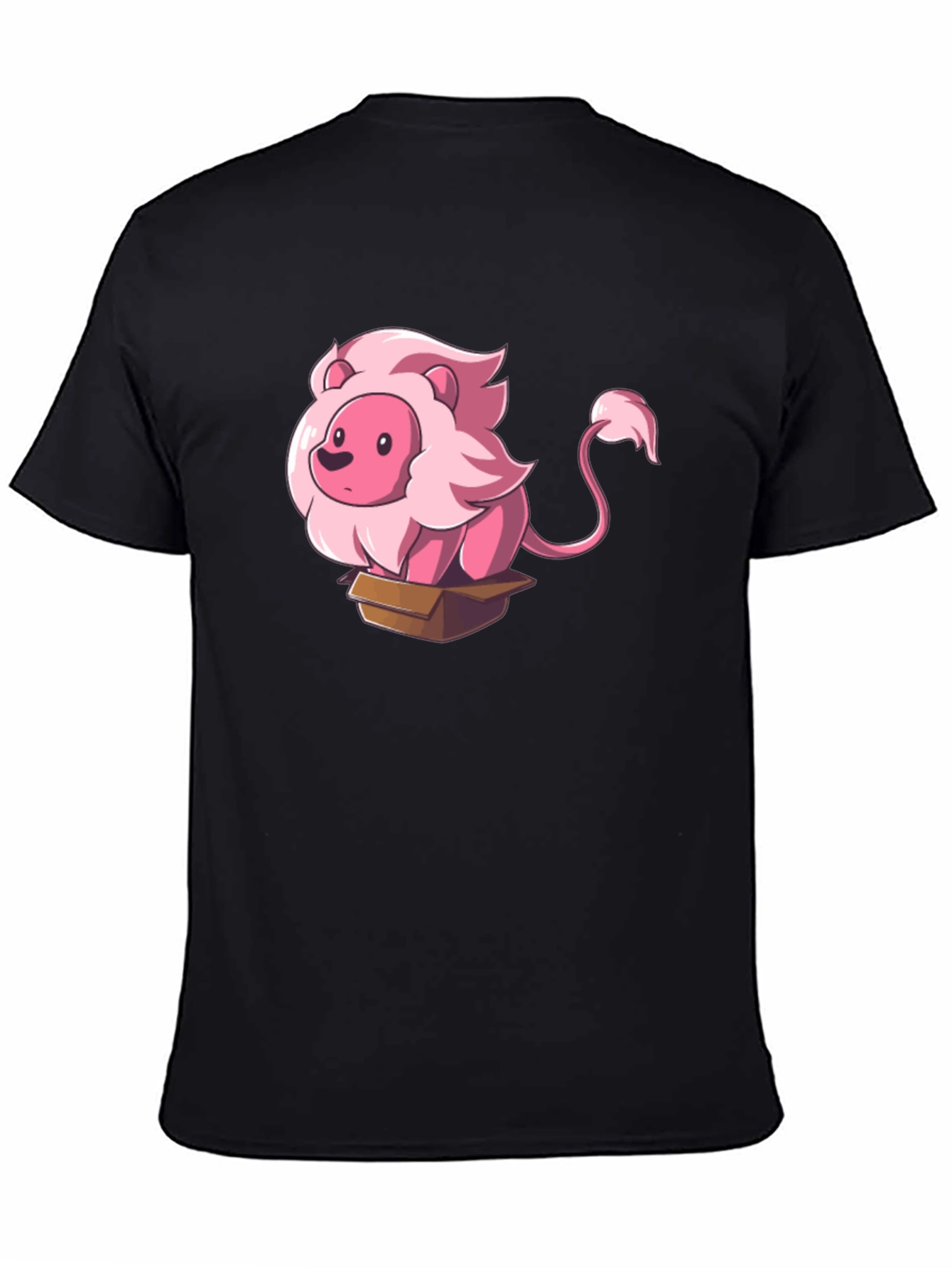 Cartoon Lion in Box Graphic Tee - Black