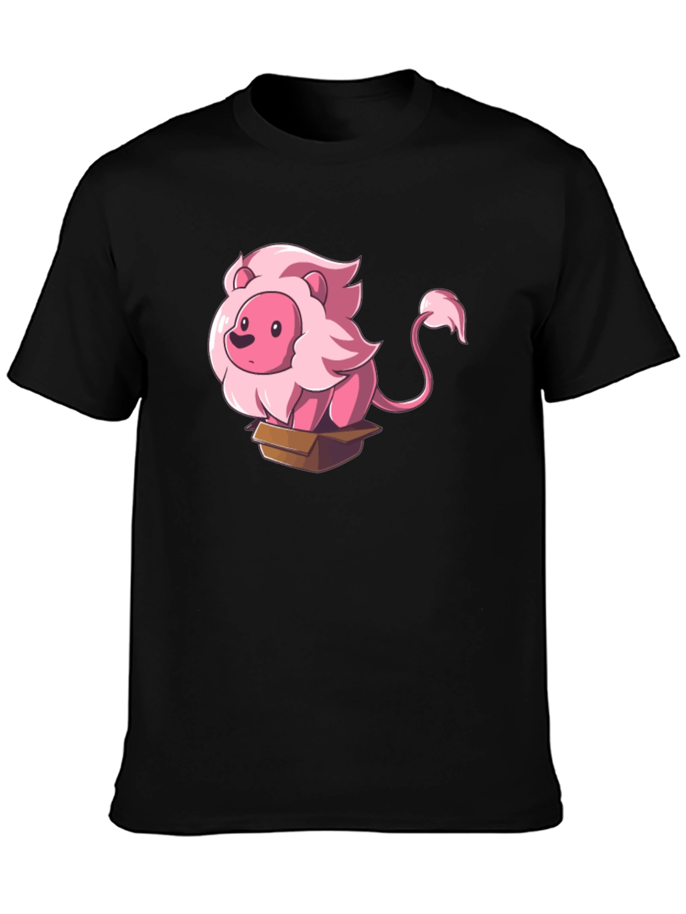 Cartoon Lion in Box Graphic Tee - Black