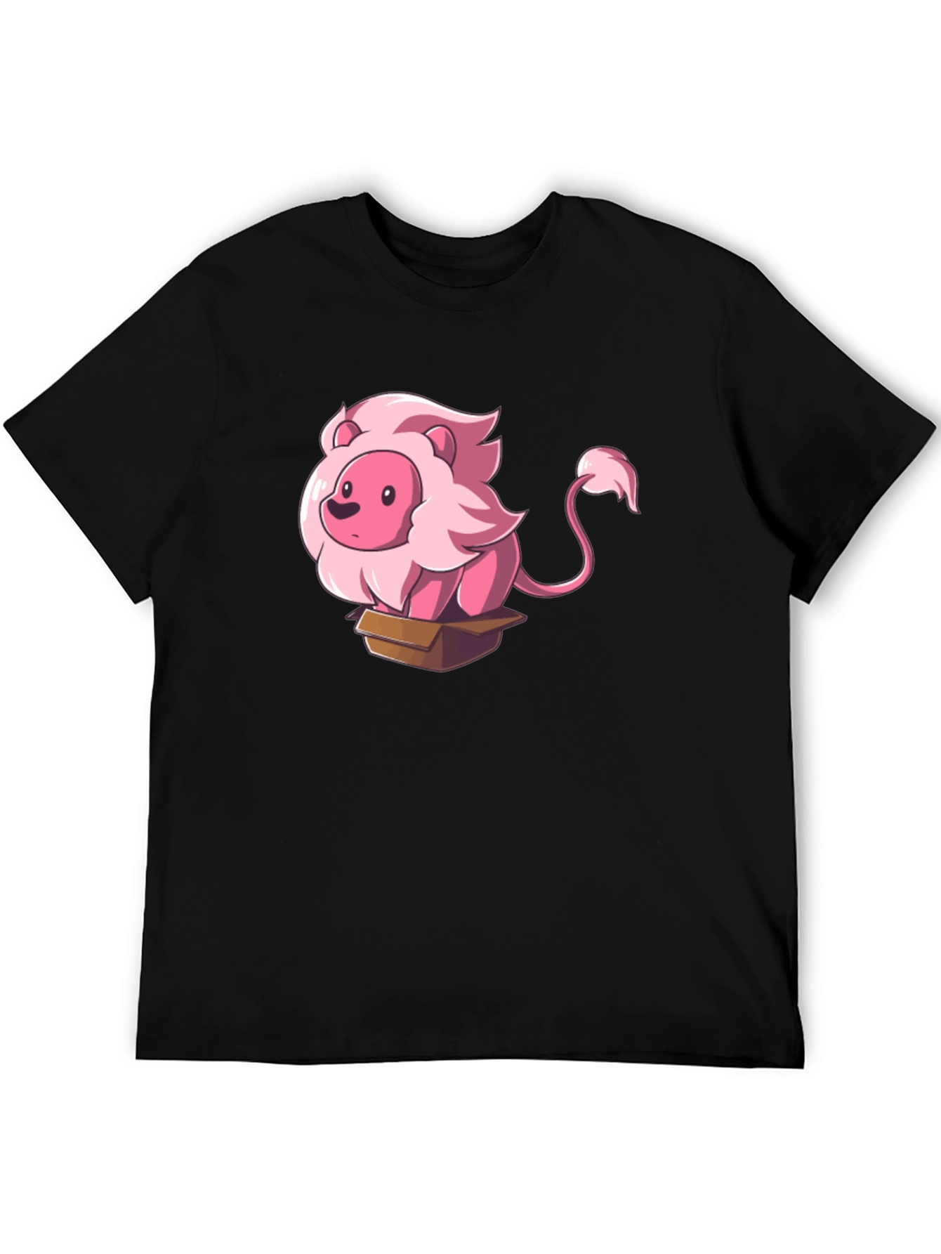 Cartoon Lion in Box Graphic Tee - Black