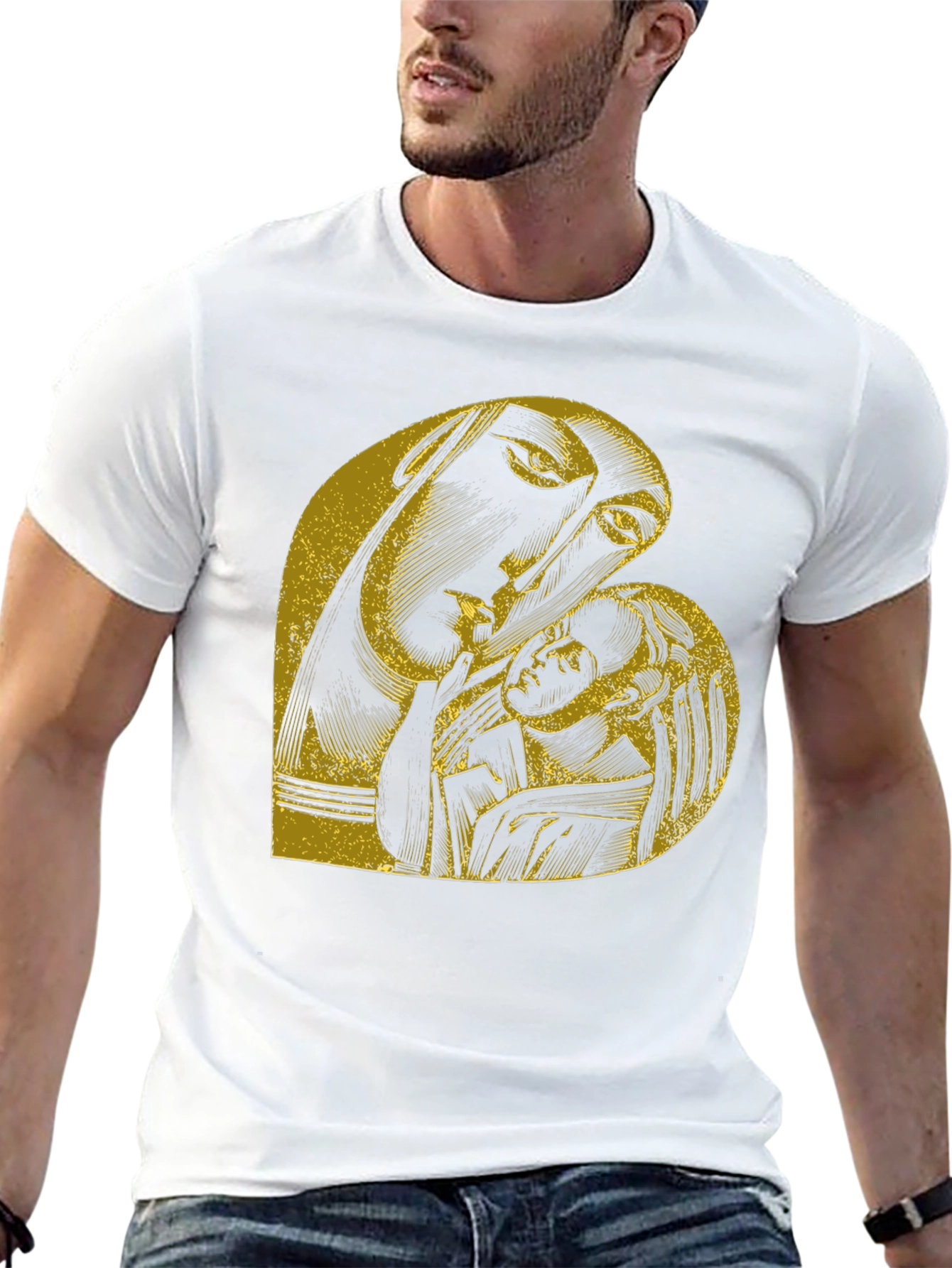 Madonna and Child Graphic Black T-Shirt