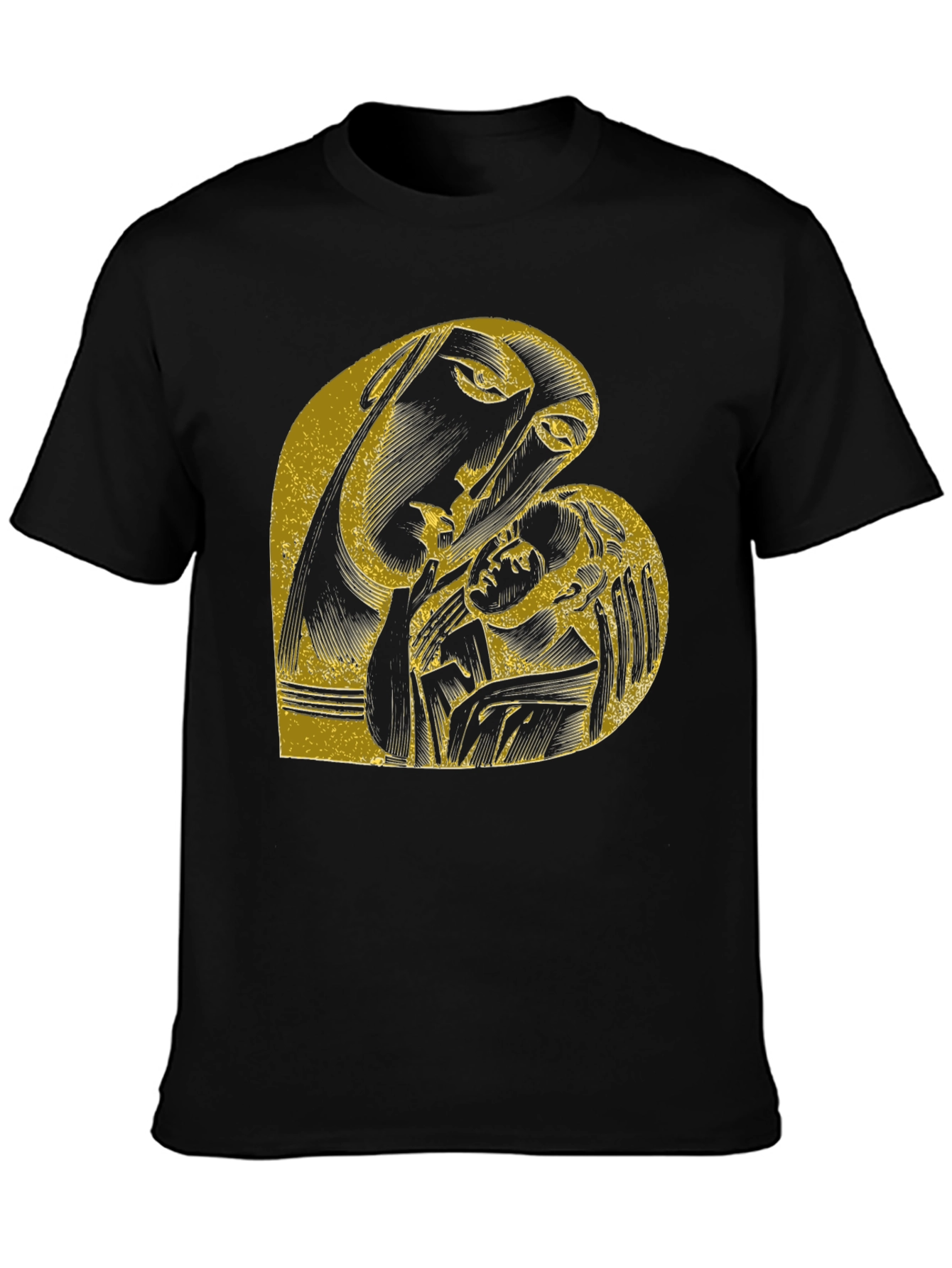 Madonna and Child Graphic Black T-Shirt