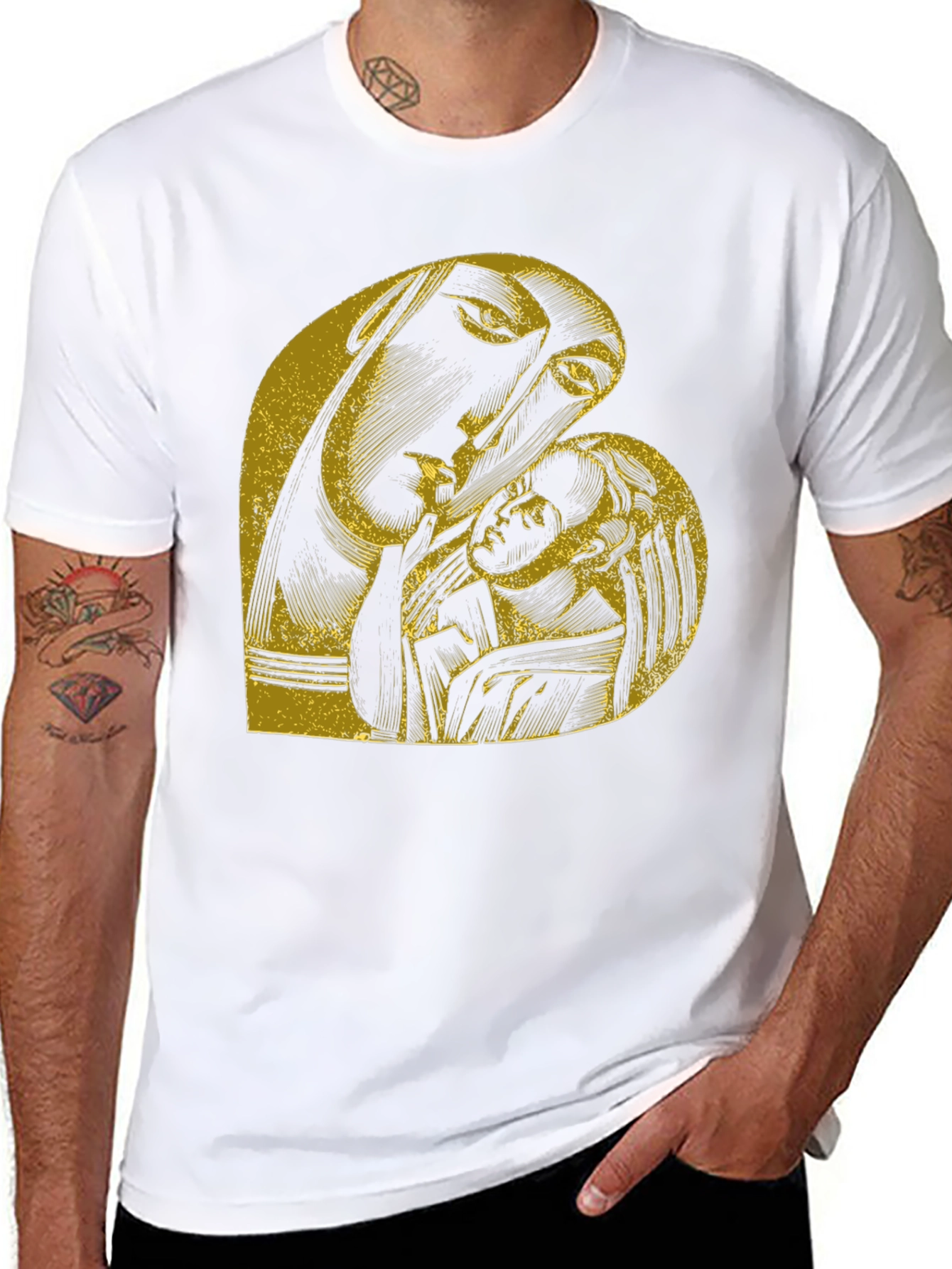 Madonna and Child Graphic Black T-Shirt