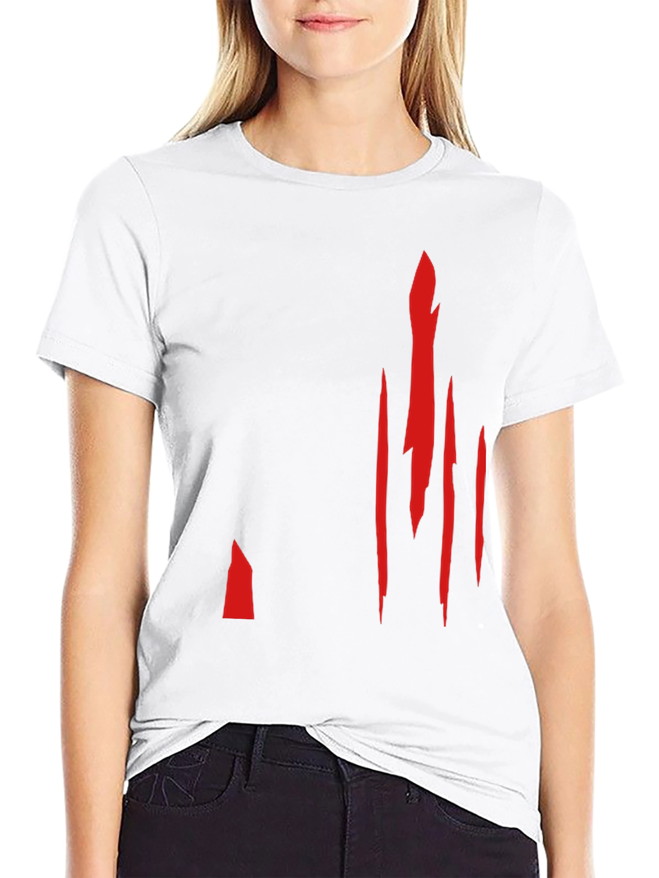 Mens Black T-Shirt with Red Slash Design