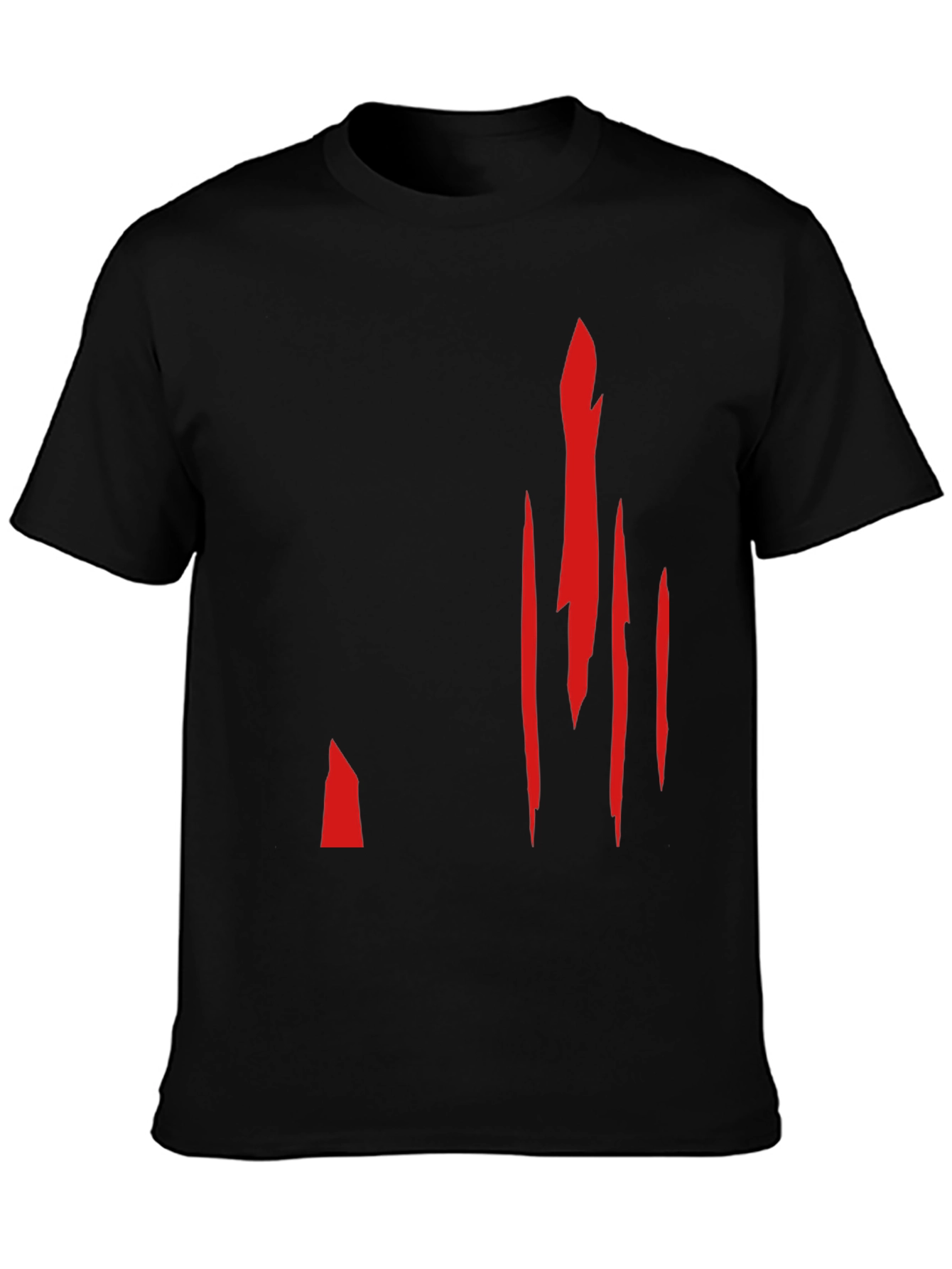 Mens Black T-Shirt with Red Slash Design