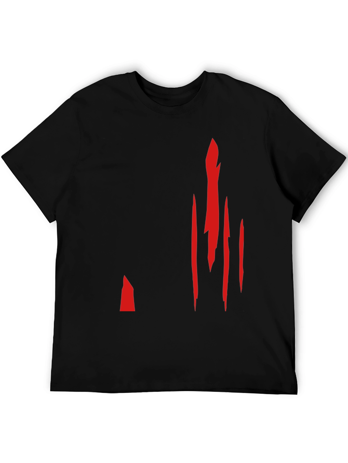 Mens Black T-Shirt with Red Slash Design