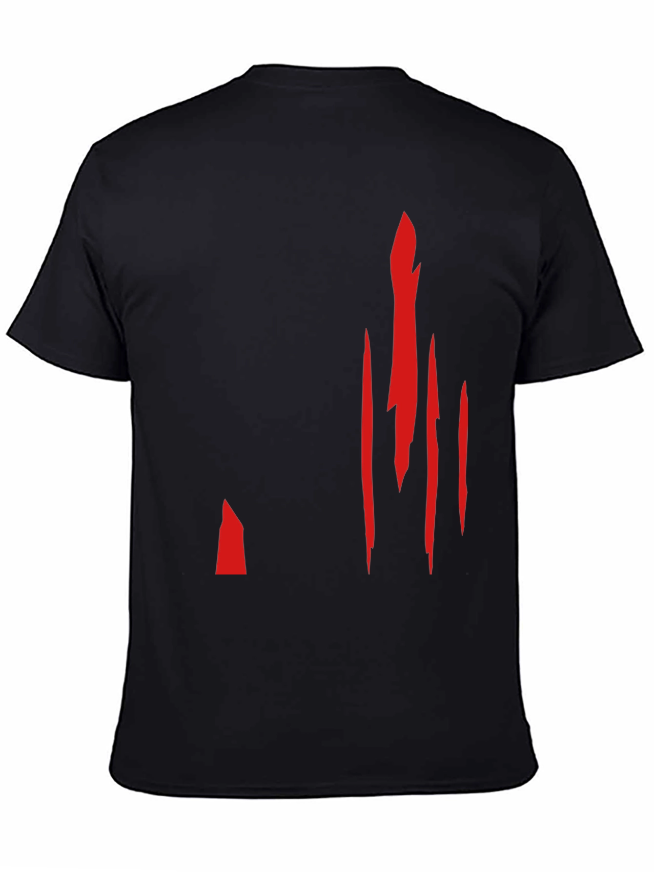 Mens Black T-Shirt with Red Slash Design
