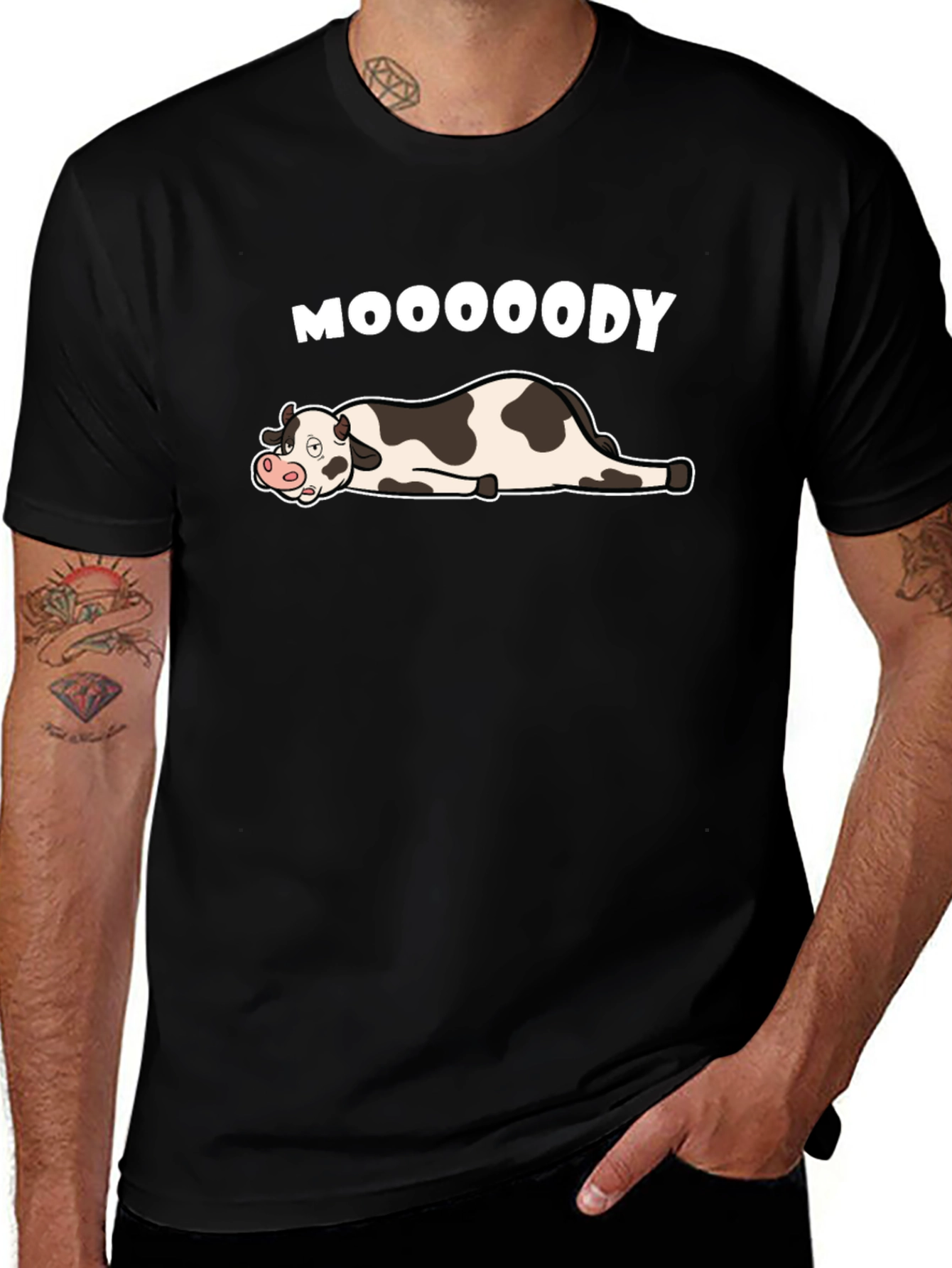 Mooooody Cow T-Shirt - Lazy Day Comfort