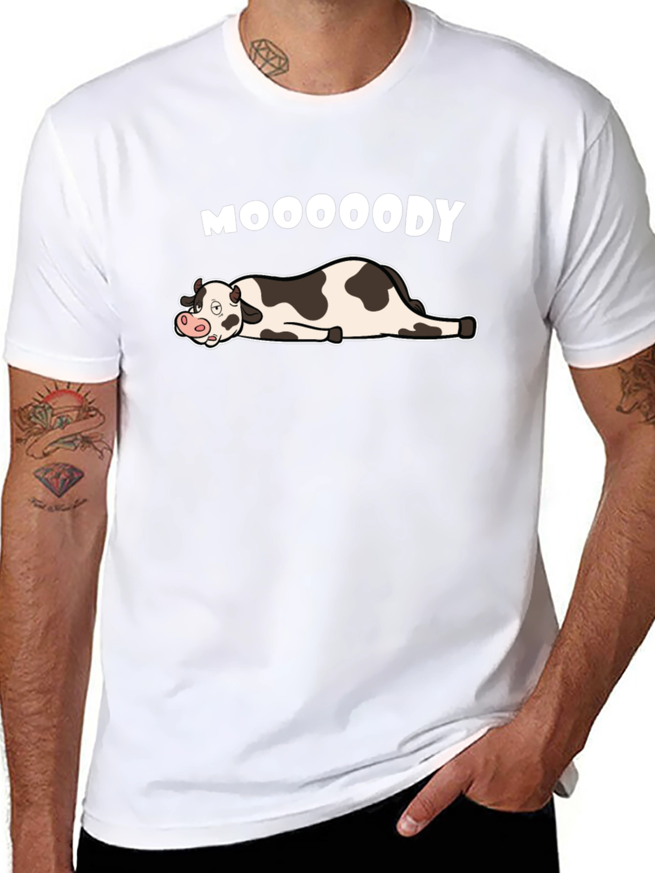 Mooooody Cow T-Shirt - Lazy Day Comfort