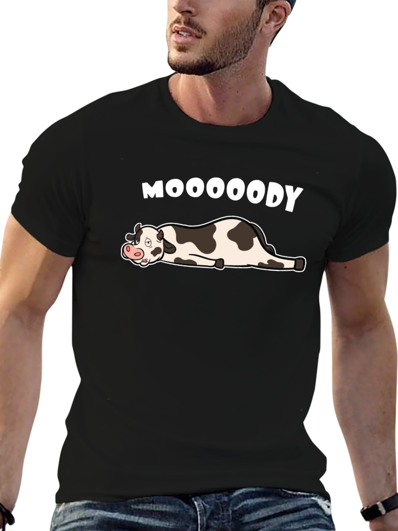 Mooooody Cow T-Shirt - Lazy Day Comfort