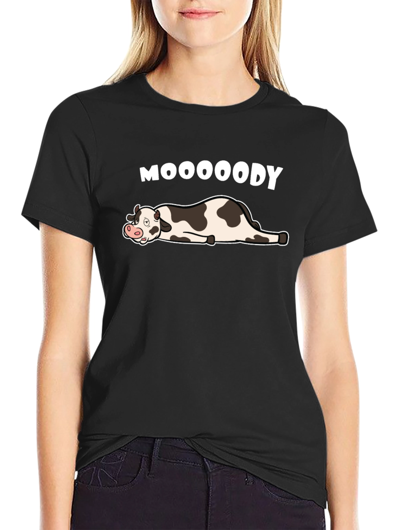 Mooooody Cow T-Shirt - Lazy Day Comfort