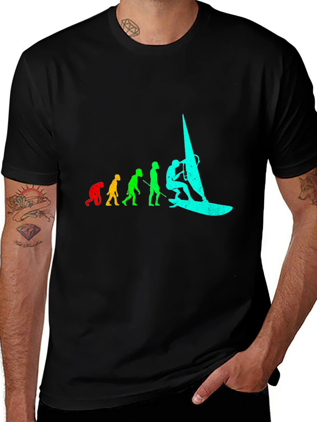 Evolution of Windsurfing Black T-Shirt