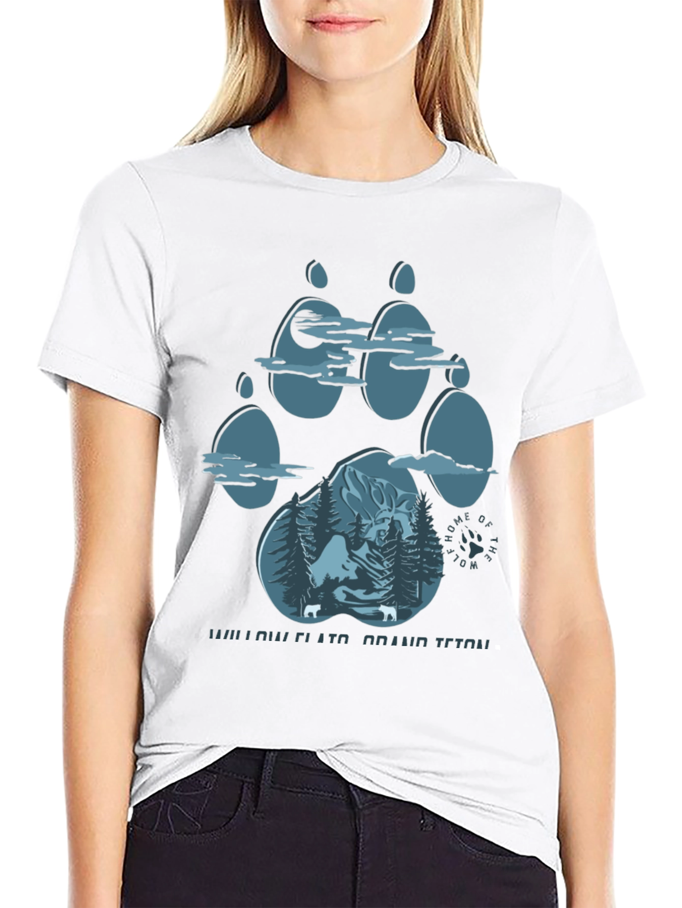 Willow Flats Grand Teton Wolf Paw Print T-Shirt