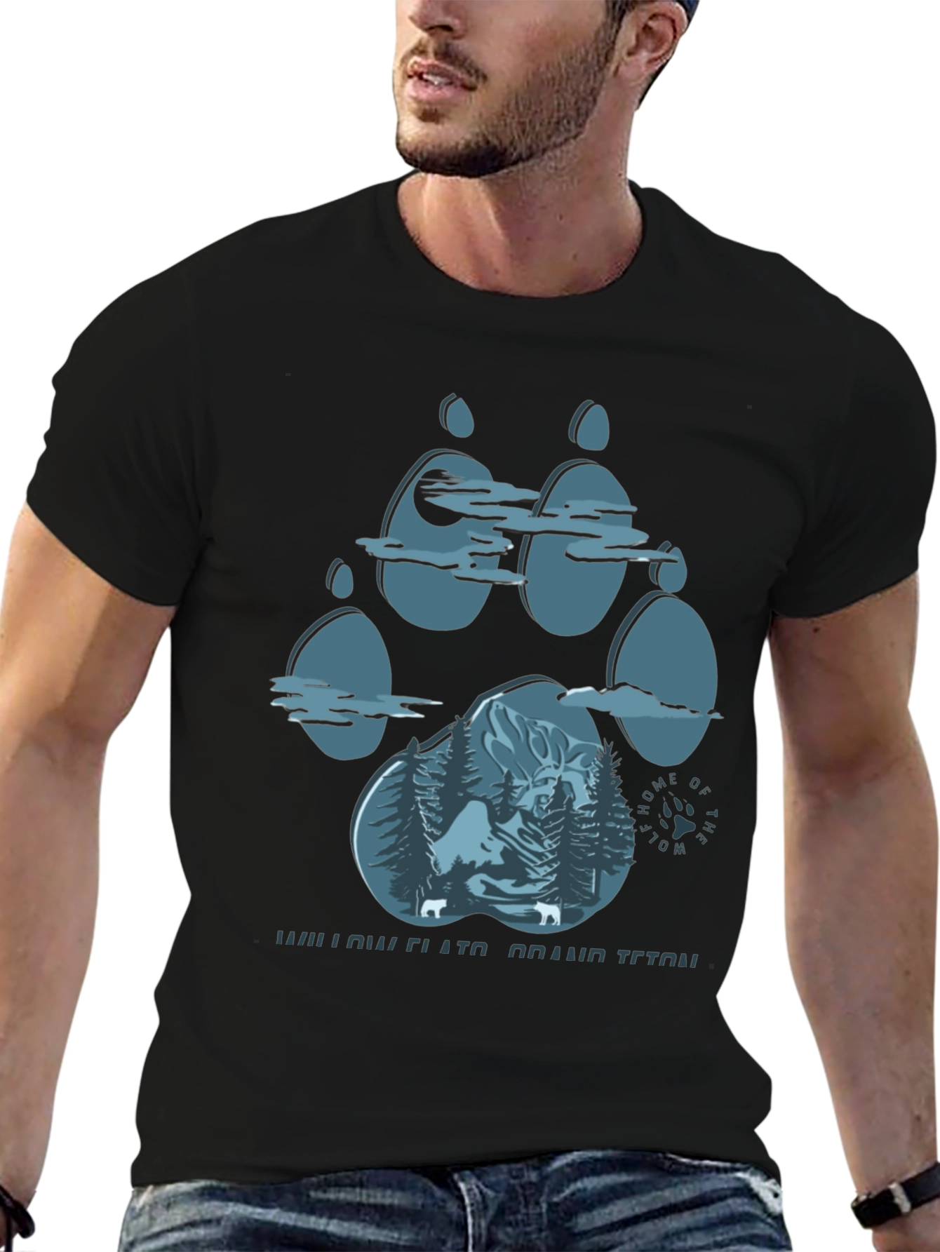 Willow Flats Grand Teton Wolf Paw Print T-Shirt