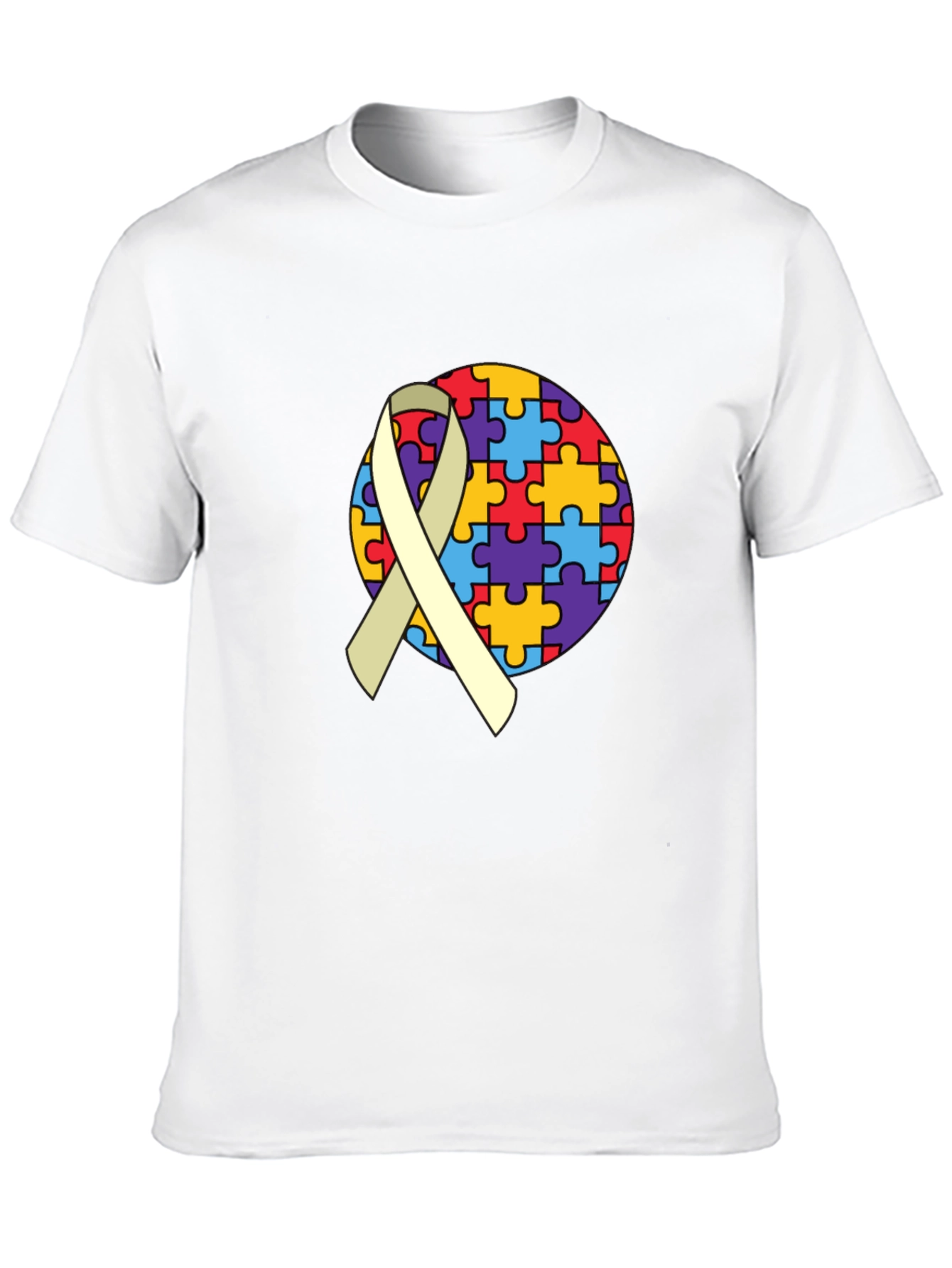 Autism Awareness Puzzle Ribbon Graphic Tee