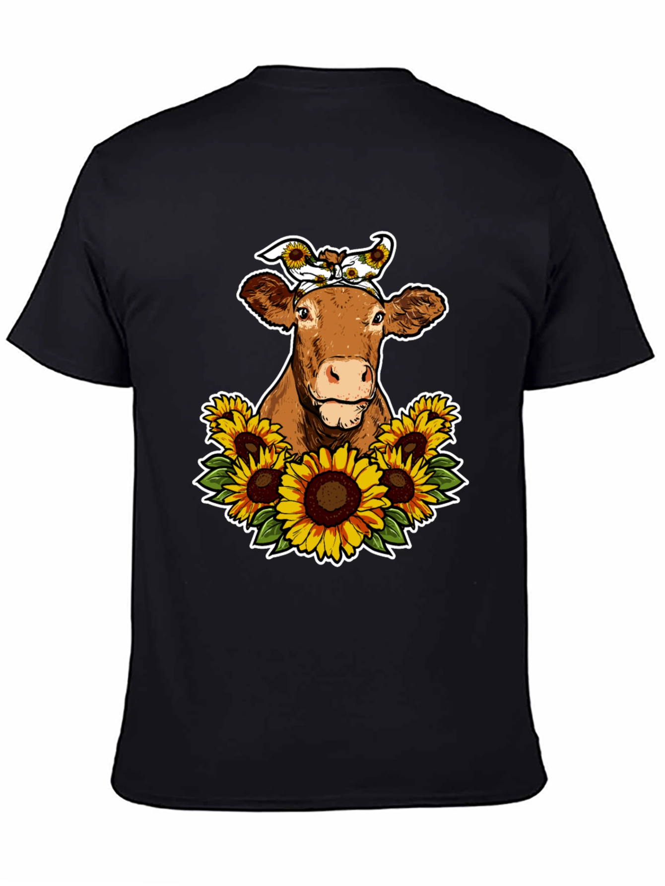 Cow Sunflower Graphic Tee - Cute Farm Animal Shirt