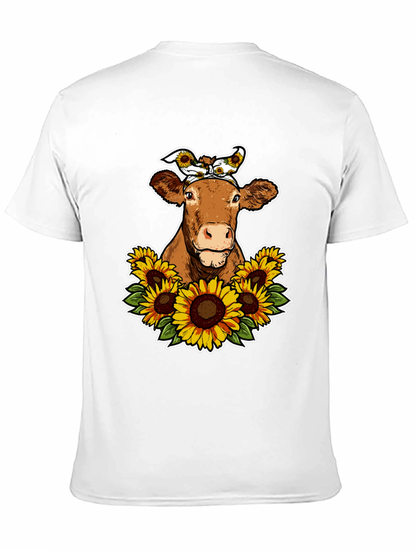 Cow Sunflower Graphic Tee - Cute Farm Animal Shirt