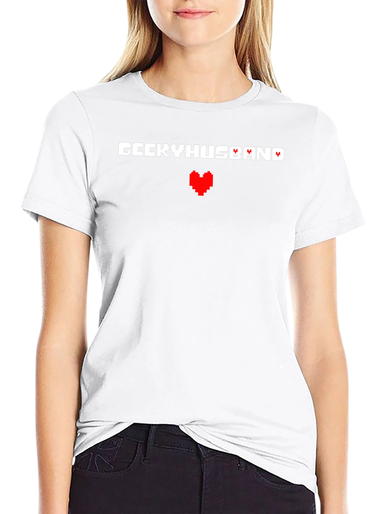 Geeky Husband Pixel Heart T-Shirt