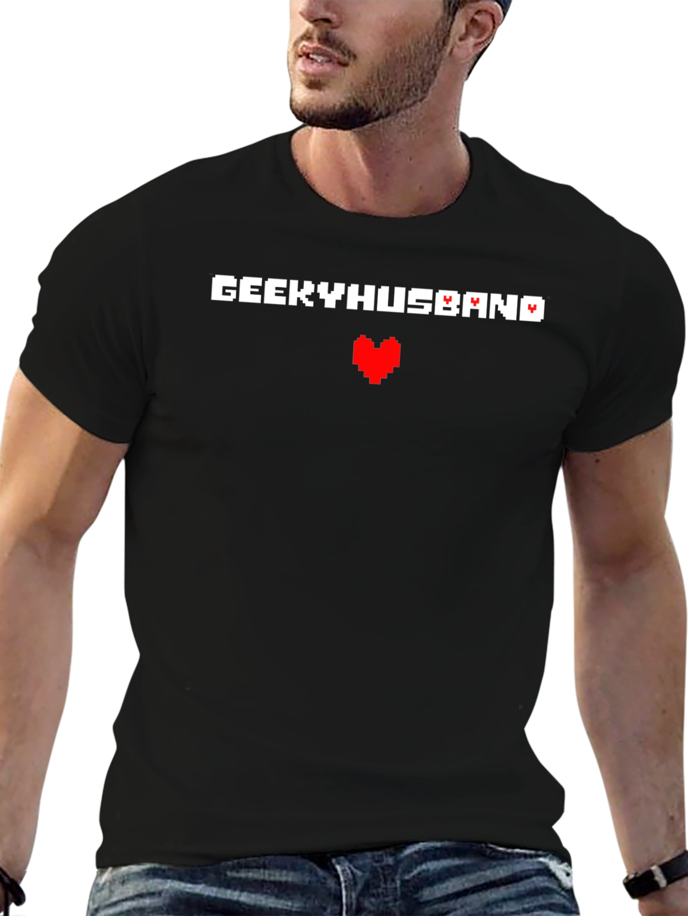Geeky Husband Pixel Heart T-Shirt