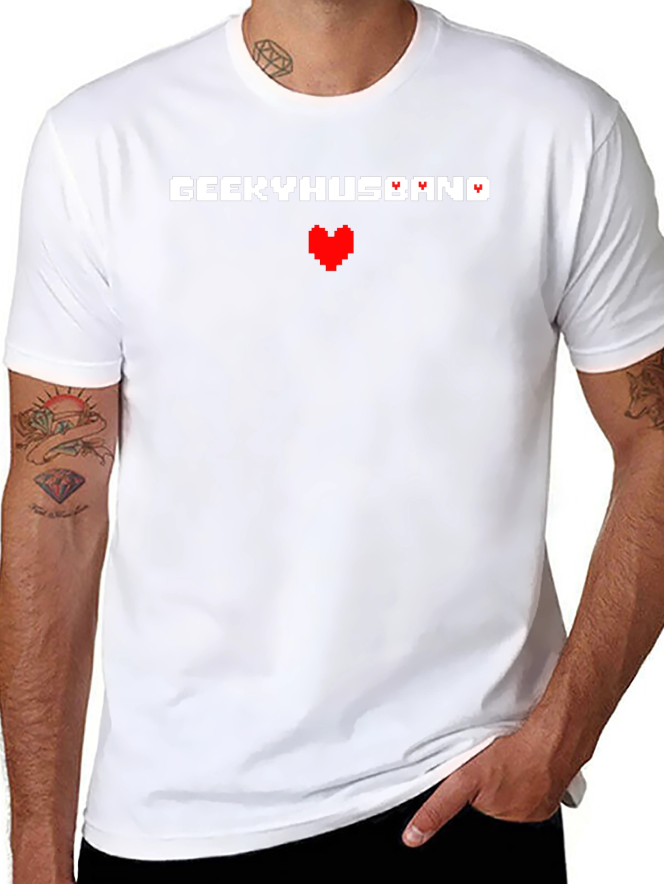 Geeky Husband Pixel Heart T-Shirt