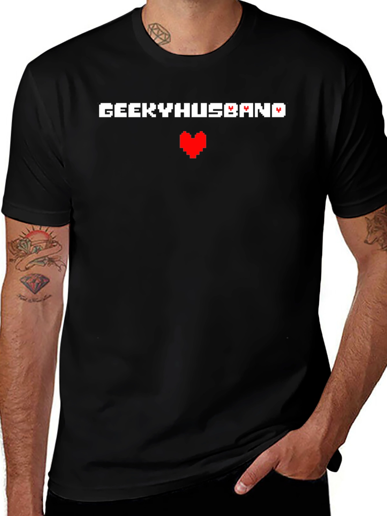 Geeky Husband Pixel Heart T-Shirt