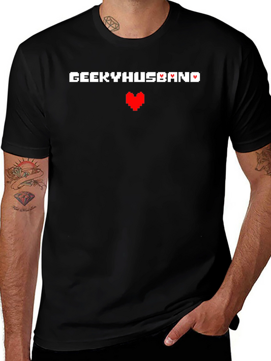 Geeky Husband Pixel Heart T-Shirt