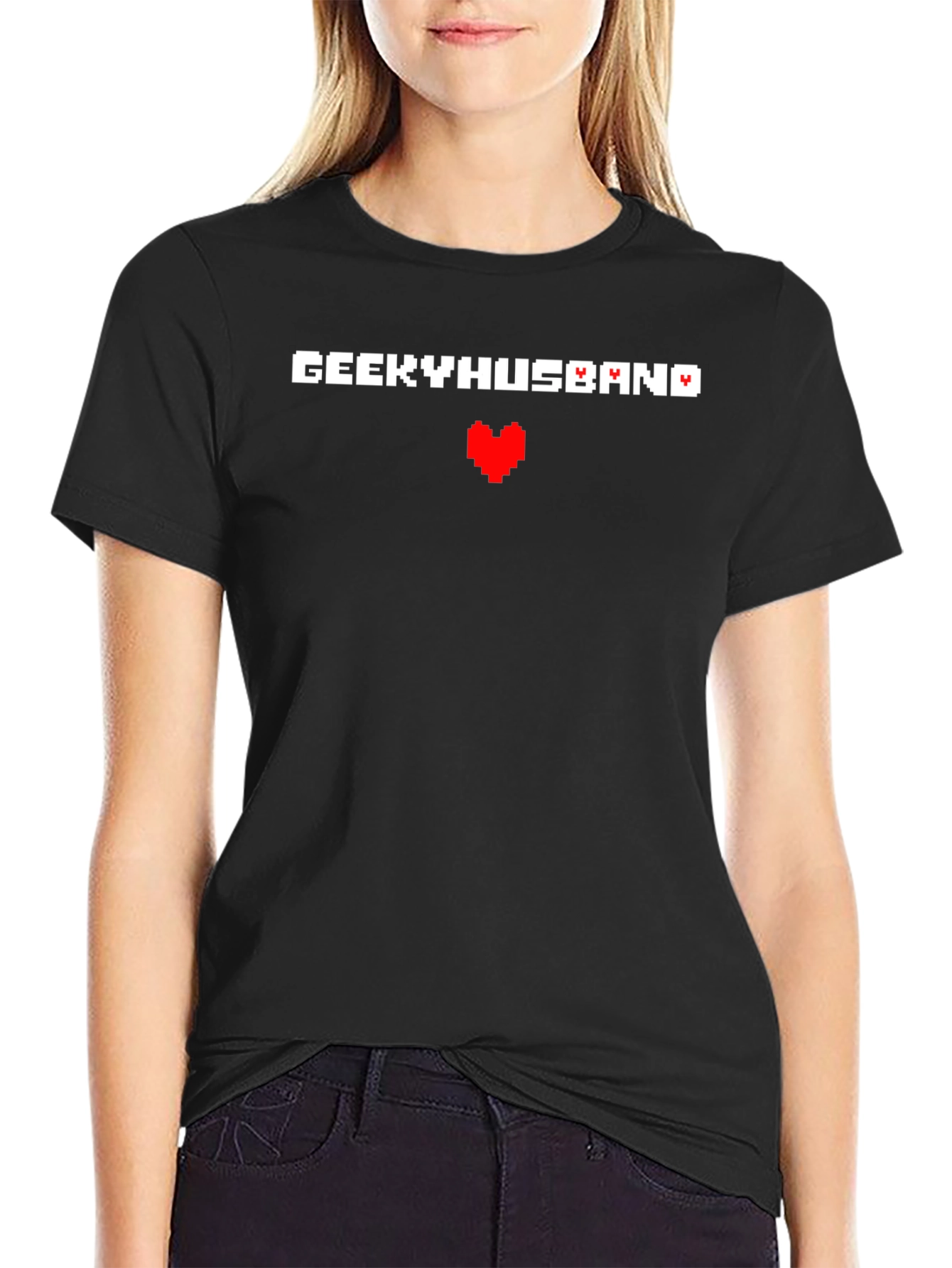 Geeky Husband Pixel Heart T-Shirt