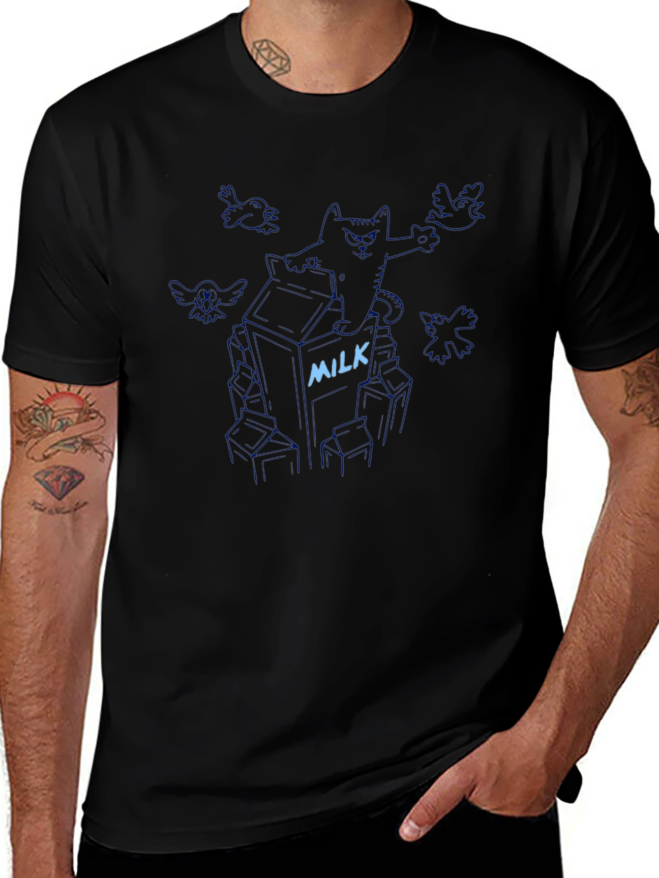 Milk Carton Cat T-Shirt - Funny Graphic Tee