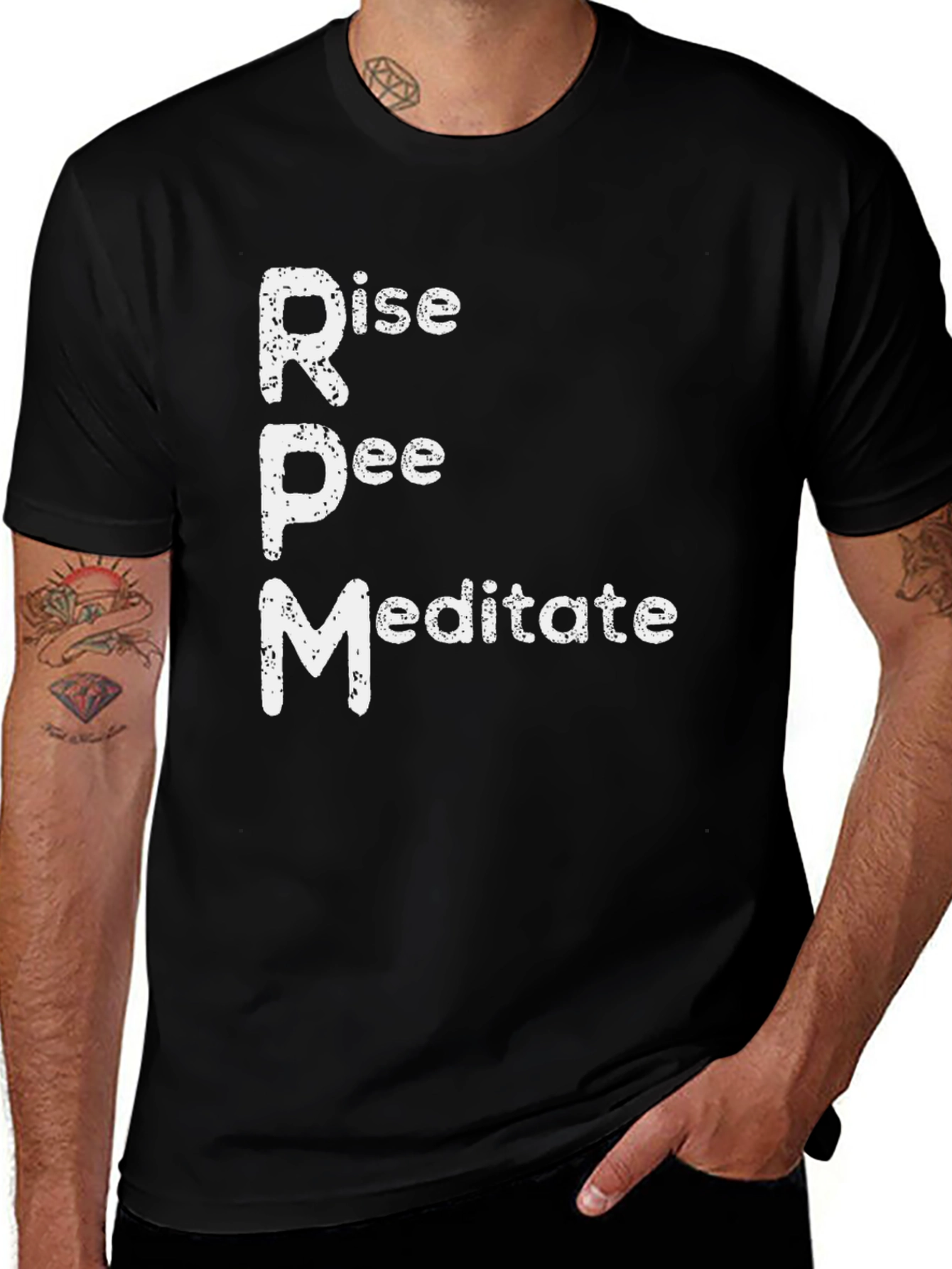 RPM Rise Pee Meditate Mens Black T-Shirt