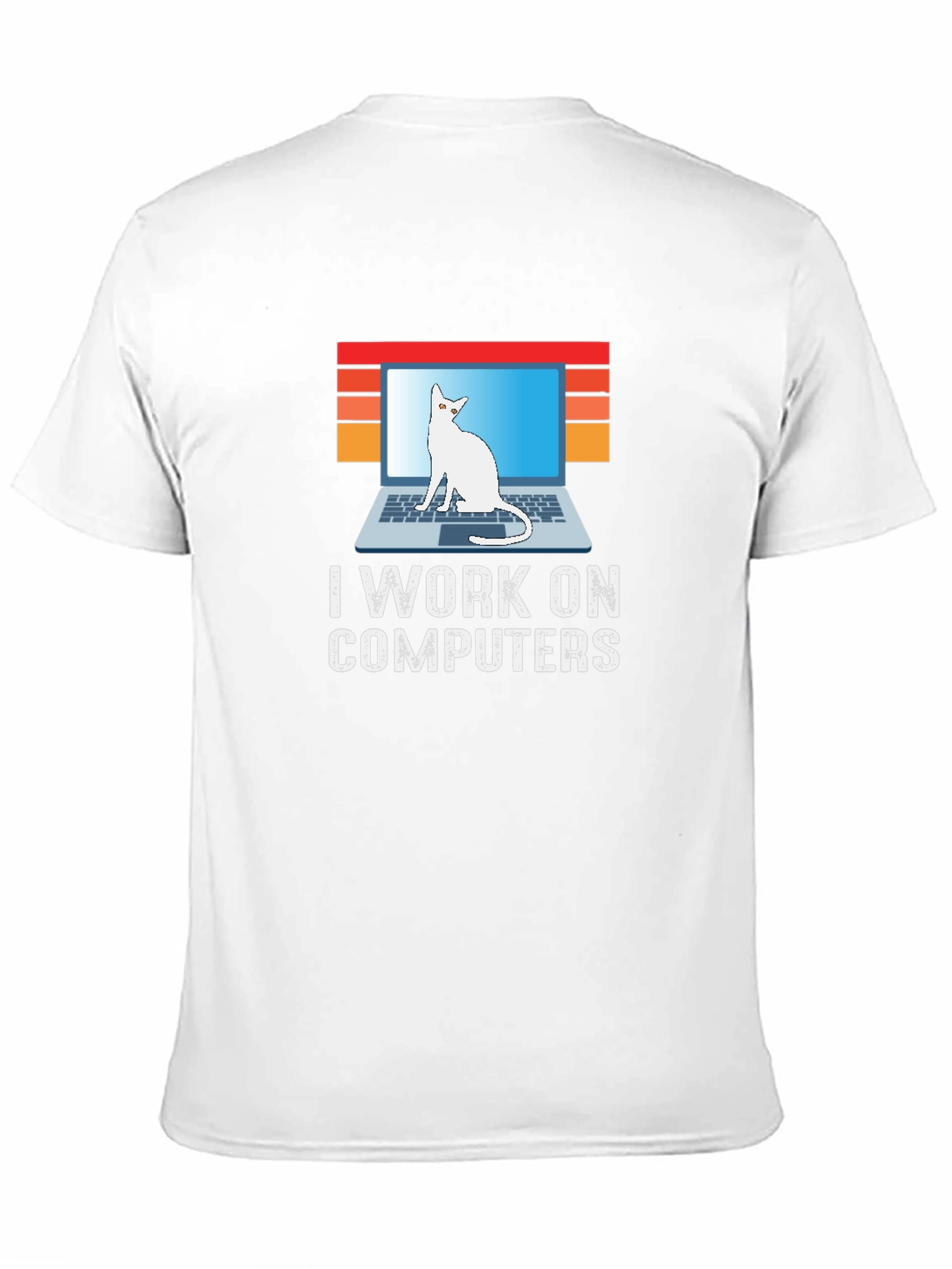 I Work On Computers Cat Laptop Graphic Tee