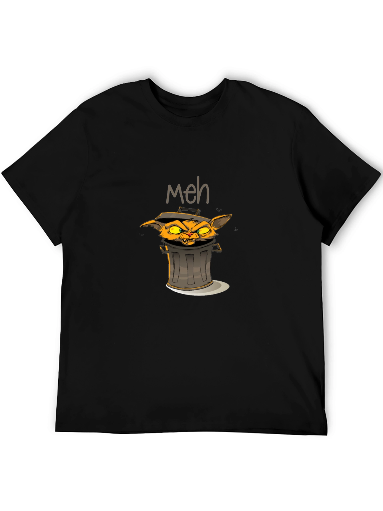 Meh Grumpy Trash Can Cat T-Shirt
