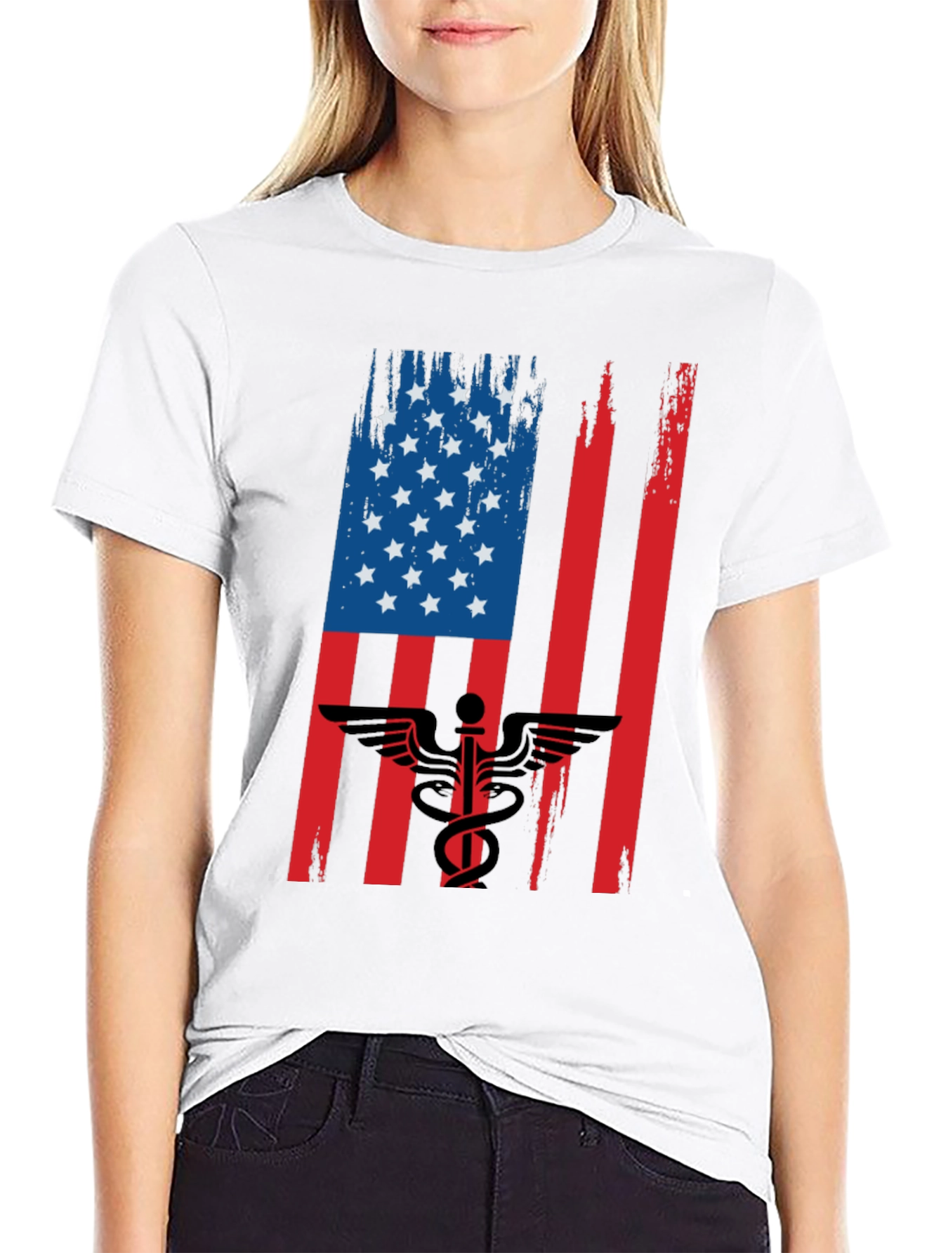 American Flag Medical Symbol Graphic Tee
