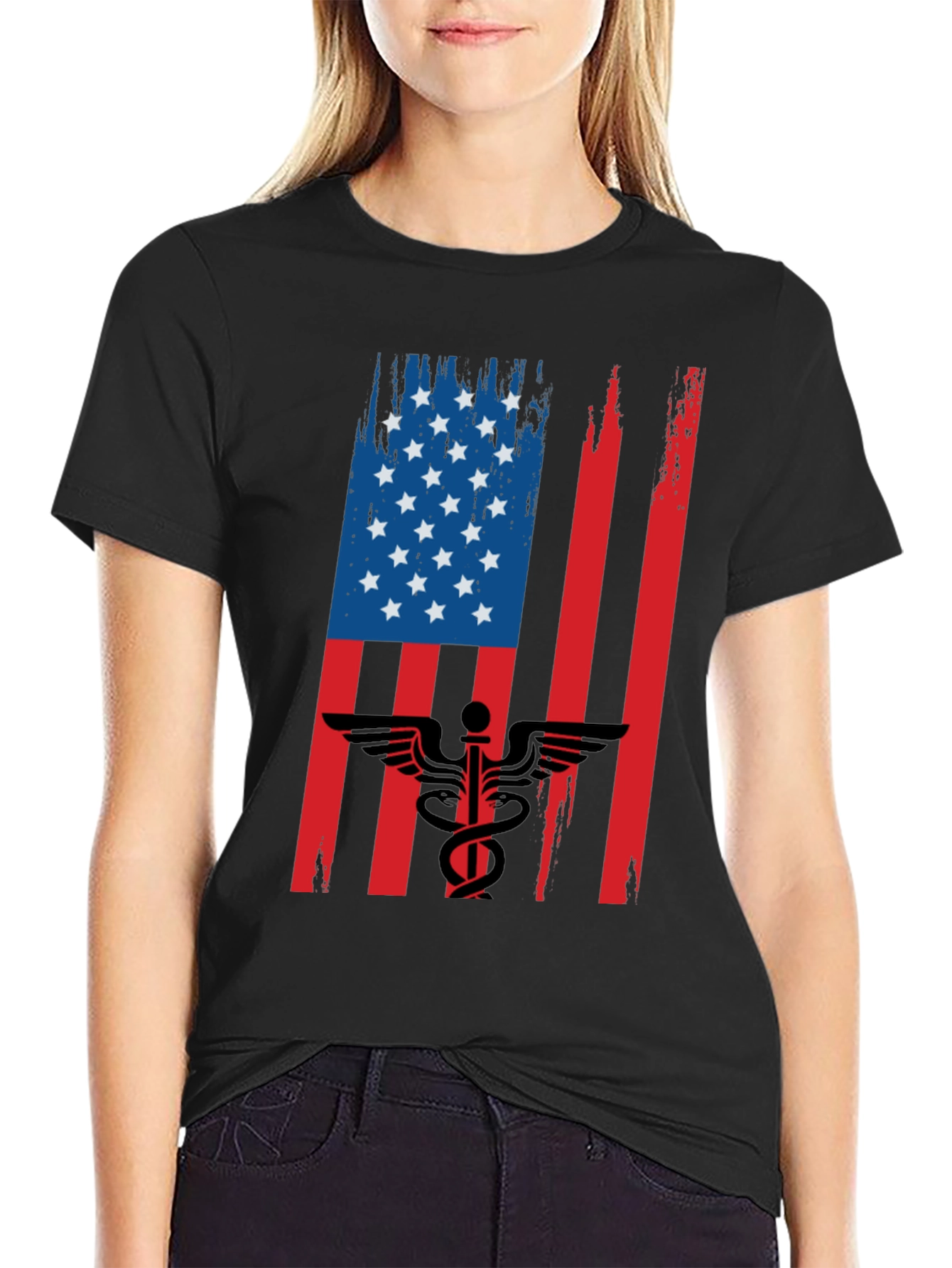 American Flag Medical Symbol Graphic Tee