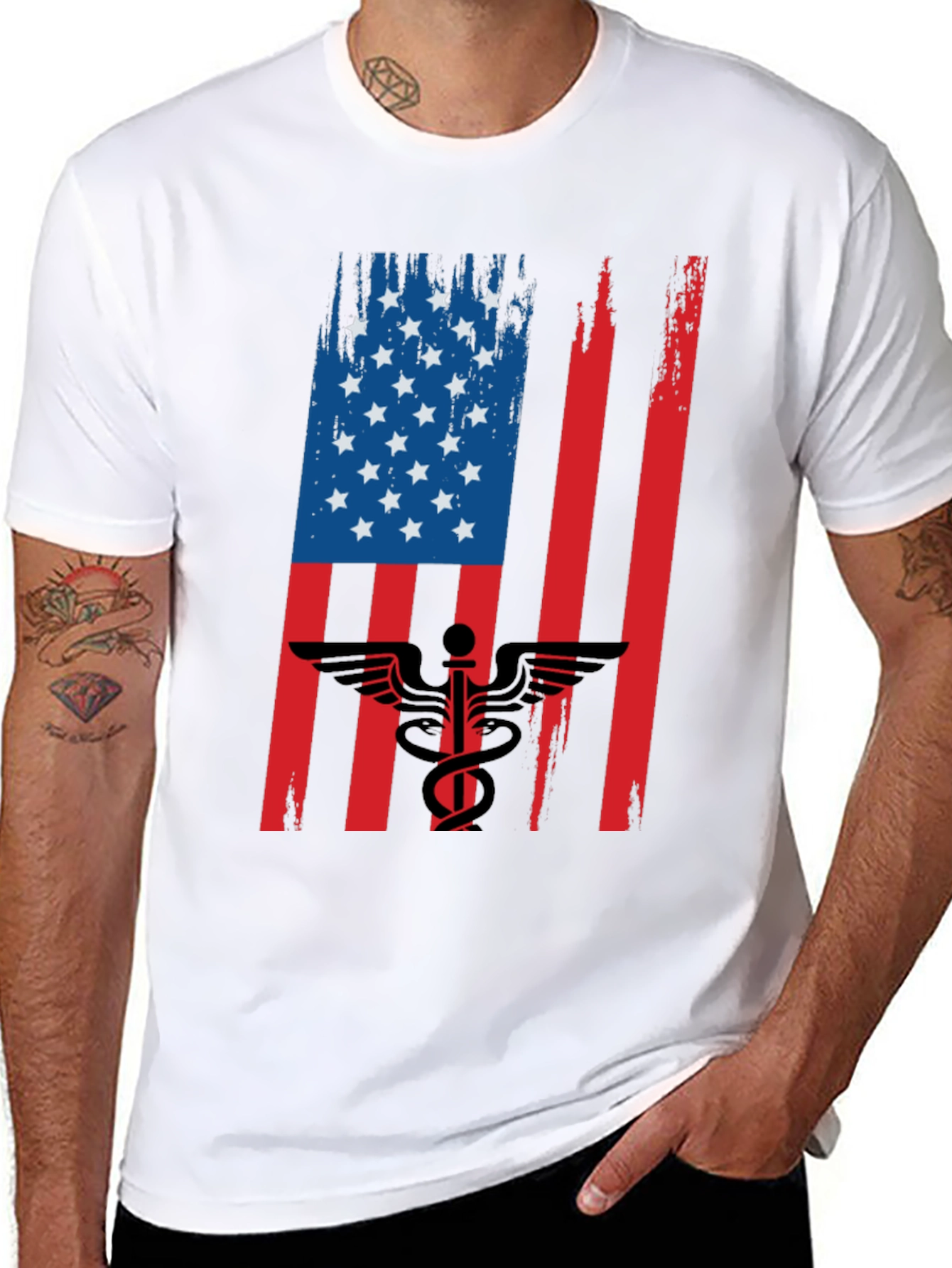 American Flag Medical Symbol Graphic Tee