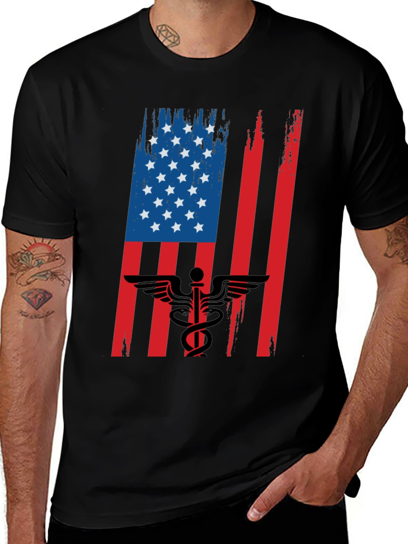 American Flag Medical Symbol Graphic Tee