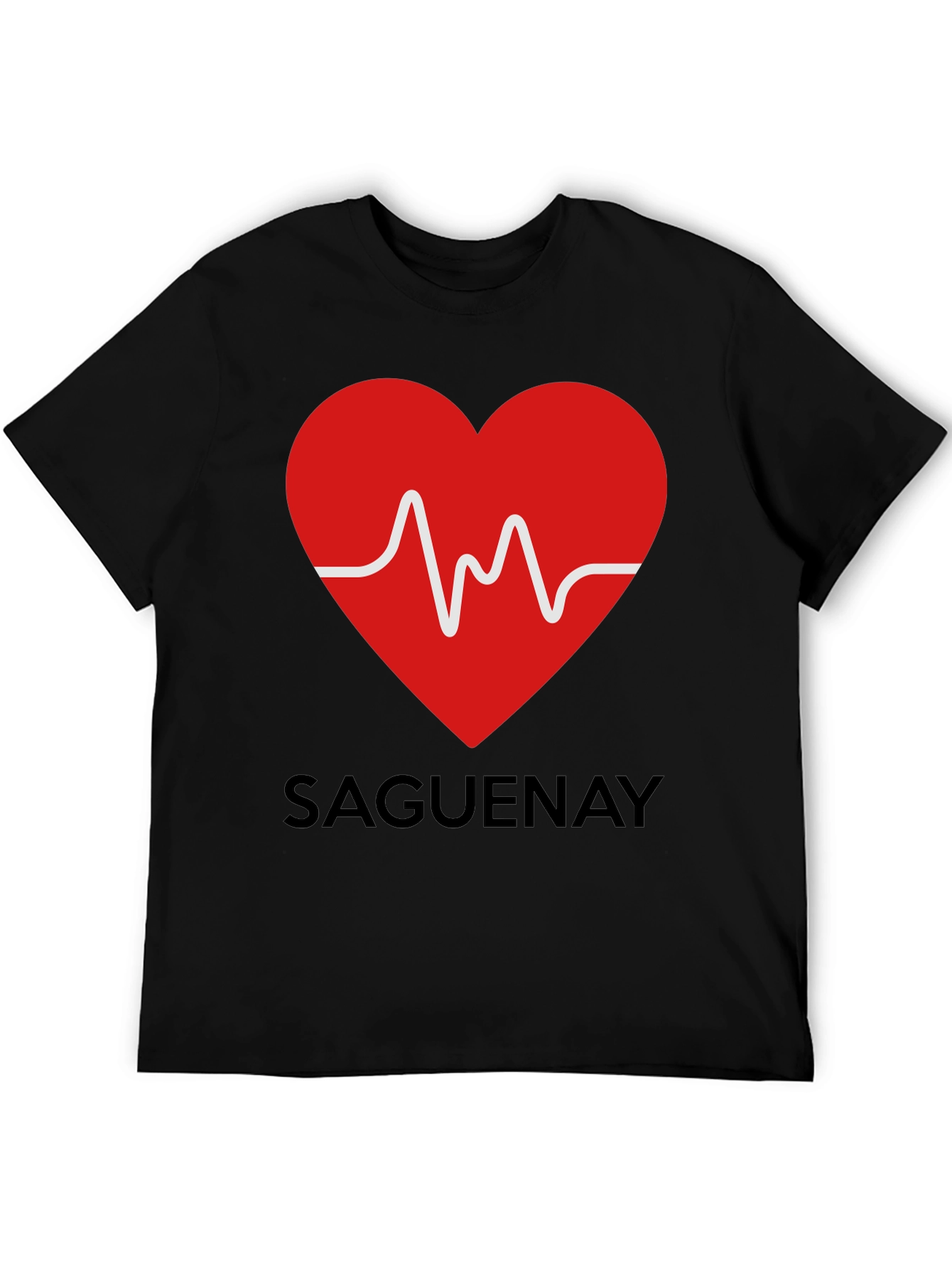 Saguenay Heartbeat T-Shirt - Black Cotton Tee