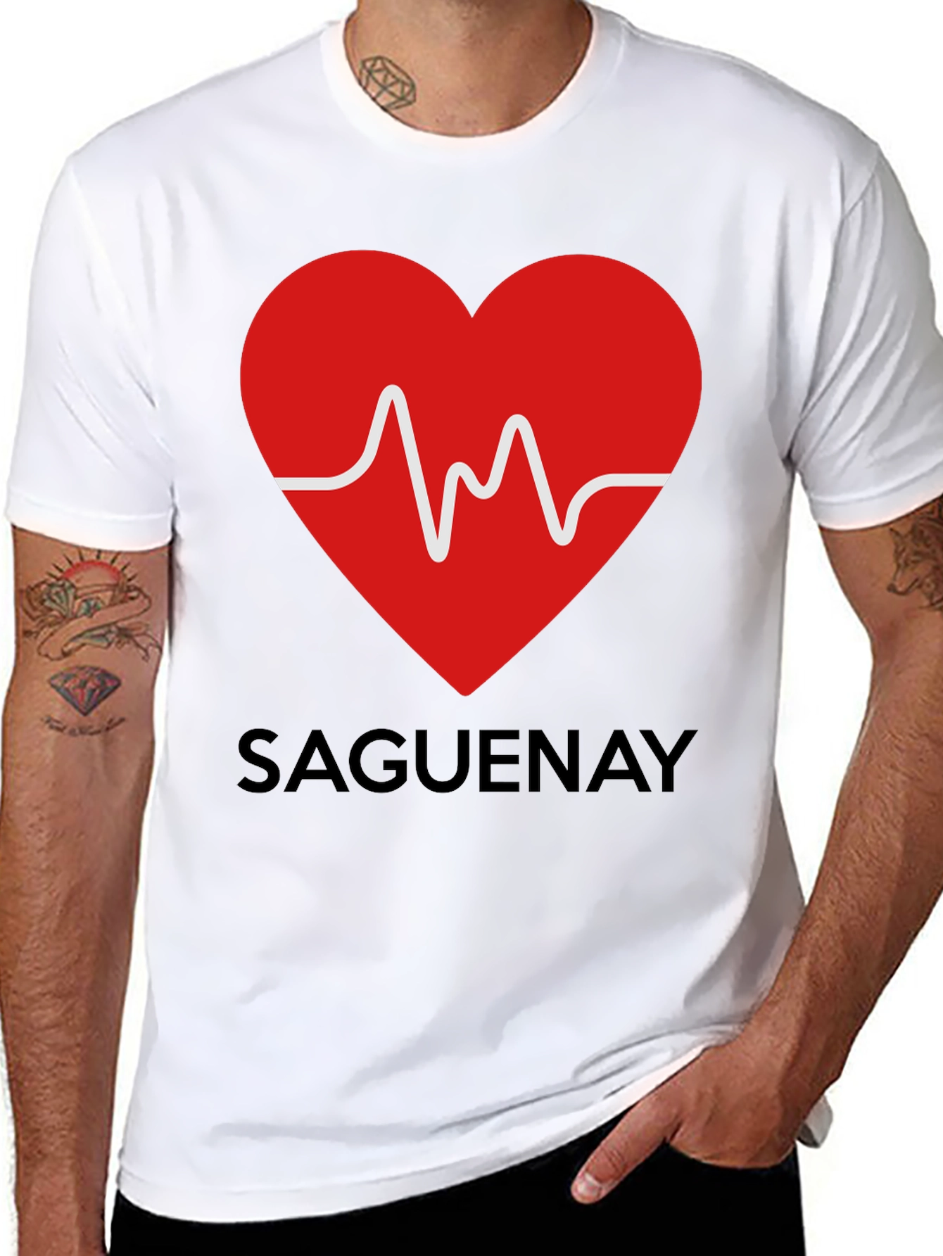 Saguenay Heartbeat T-Shirt - Black Cotton Tee