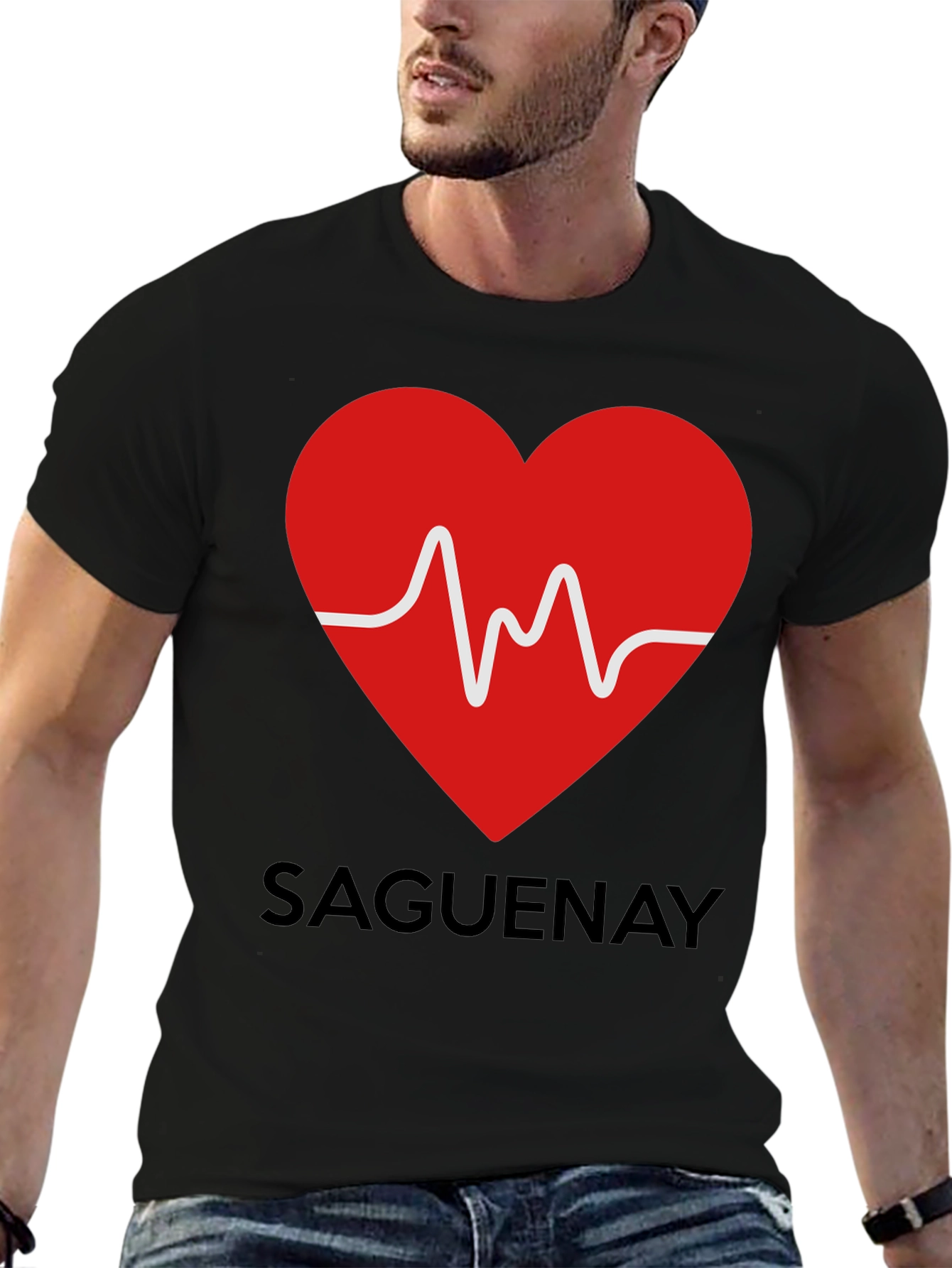 Saguenay Heartbeat T-Shirt - Black Cotton Tee